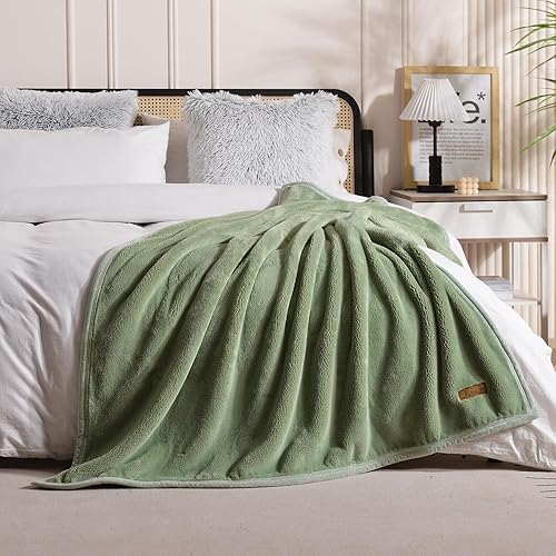 BED TRIP Manta de forro polar para sofá cama - Manta de felpa suave de 400 GSM con textura mullida, manta reversible y acogedora de lujo para
