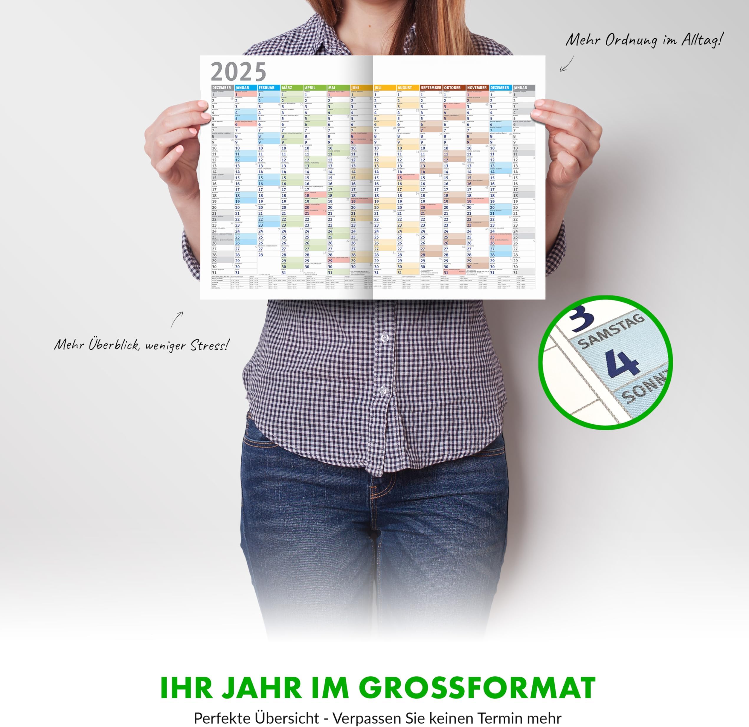 Großer Wandkalender 2025 In Schwarz Für's Büro | Stay Inspired