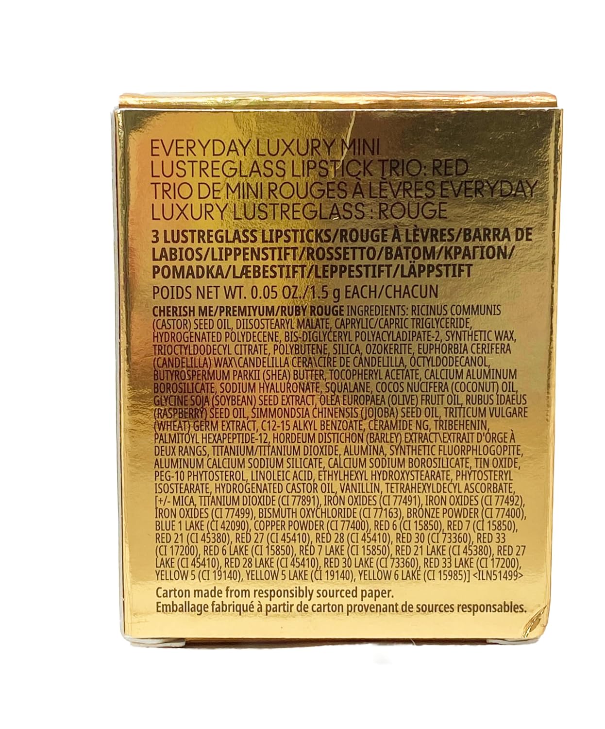 MAC Cosmetics Everyday Luxury Mini LustreGlass Lipstick Trio: Red - Cherish Me, Premiyum and Ruby Rouge (.05 each)