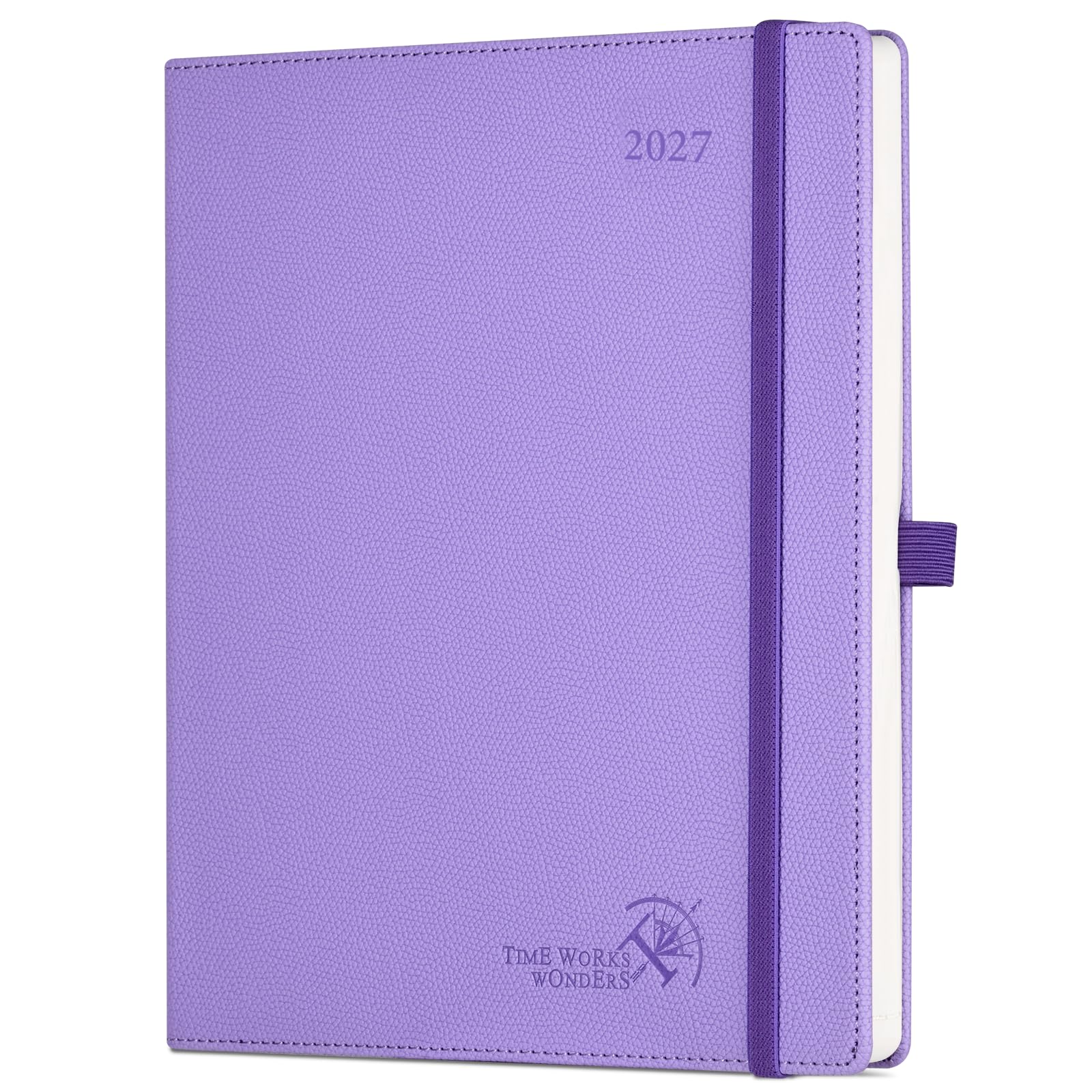 POPRUN A4 2027 Diary Week To View Pu Hardback Weekly Planner Horizontal