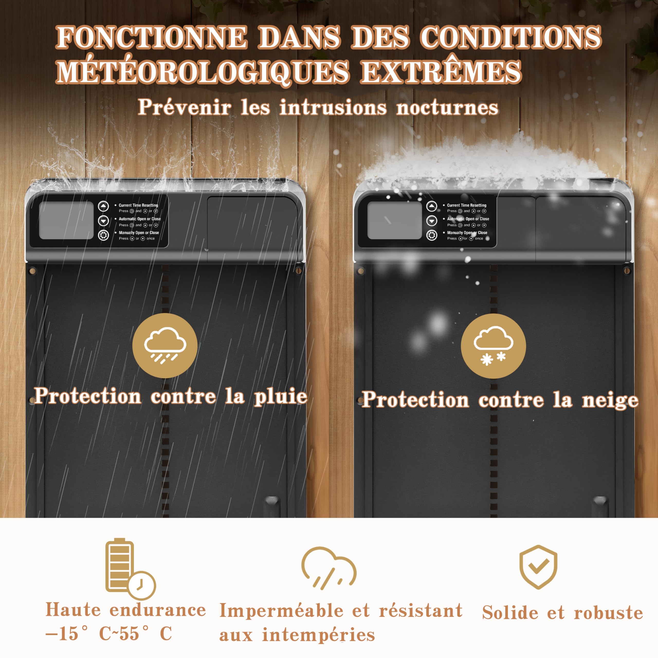 Chatière automatique mode horaire, poulailler électrique étanche Grand écran un maintien sûr des poulets, également disponible les portes automatiques de chatons et de chiots