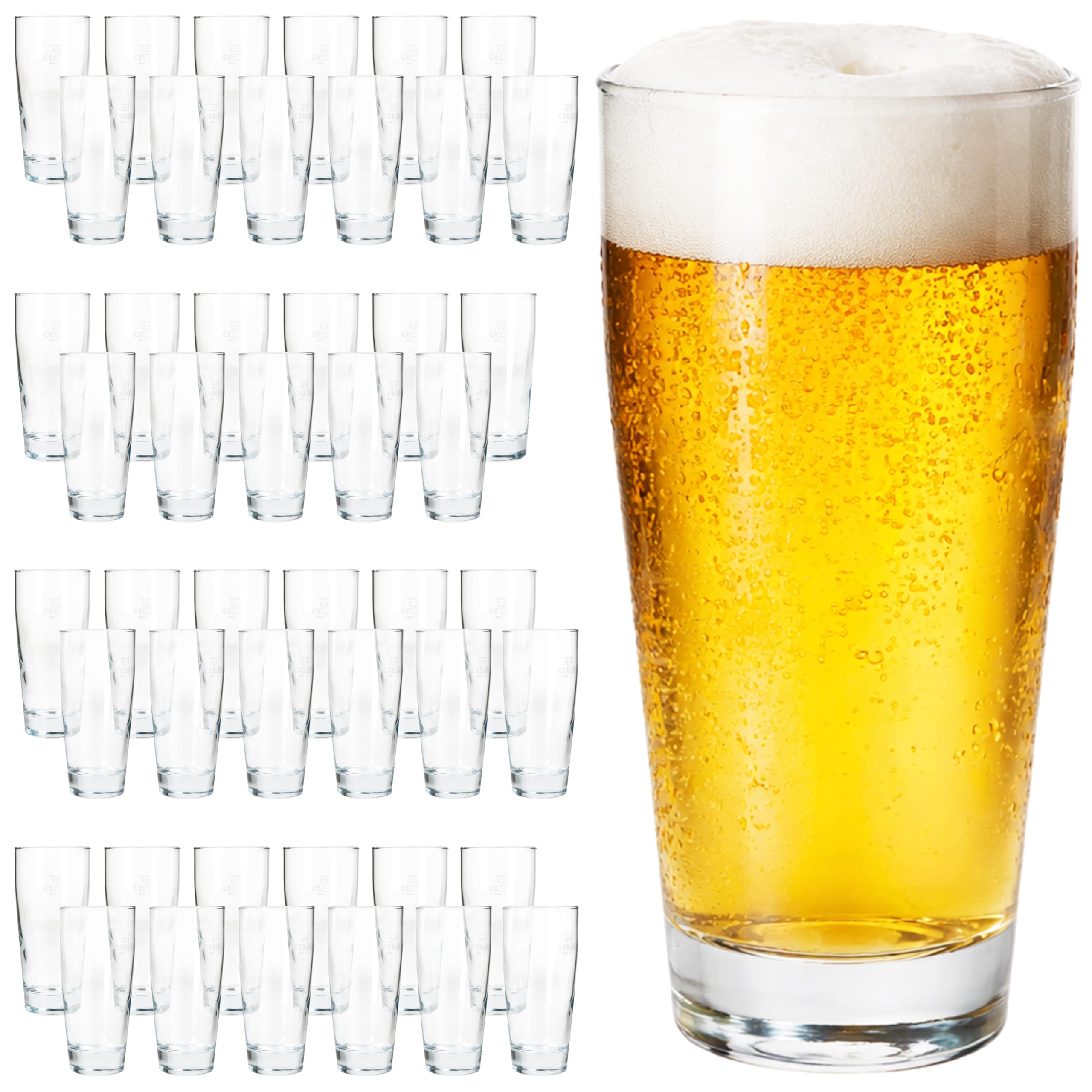 MamboCat Set di 48 bicchieri Willibecher da 0,2 l, calibrati, bicchieri da birra in vetro trasparente con tacchino, bicchieri per birra, acqua, cocktail e bevande morbide, ideali per ristoranti, bar e