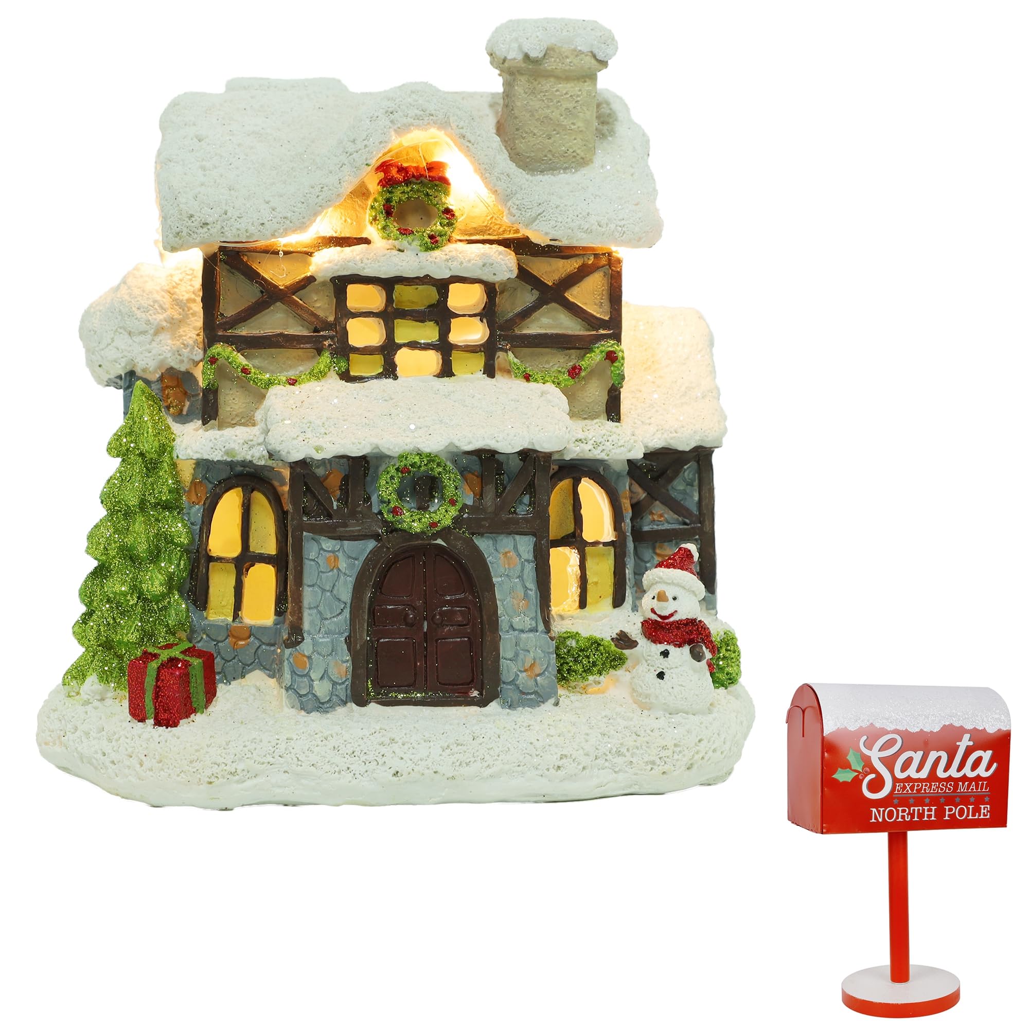 Christmas Santa Mailbox & Christmas Village House
