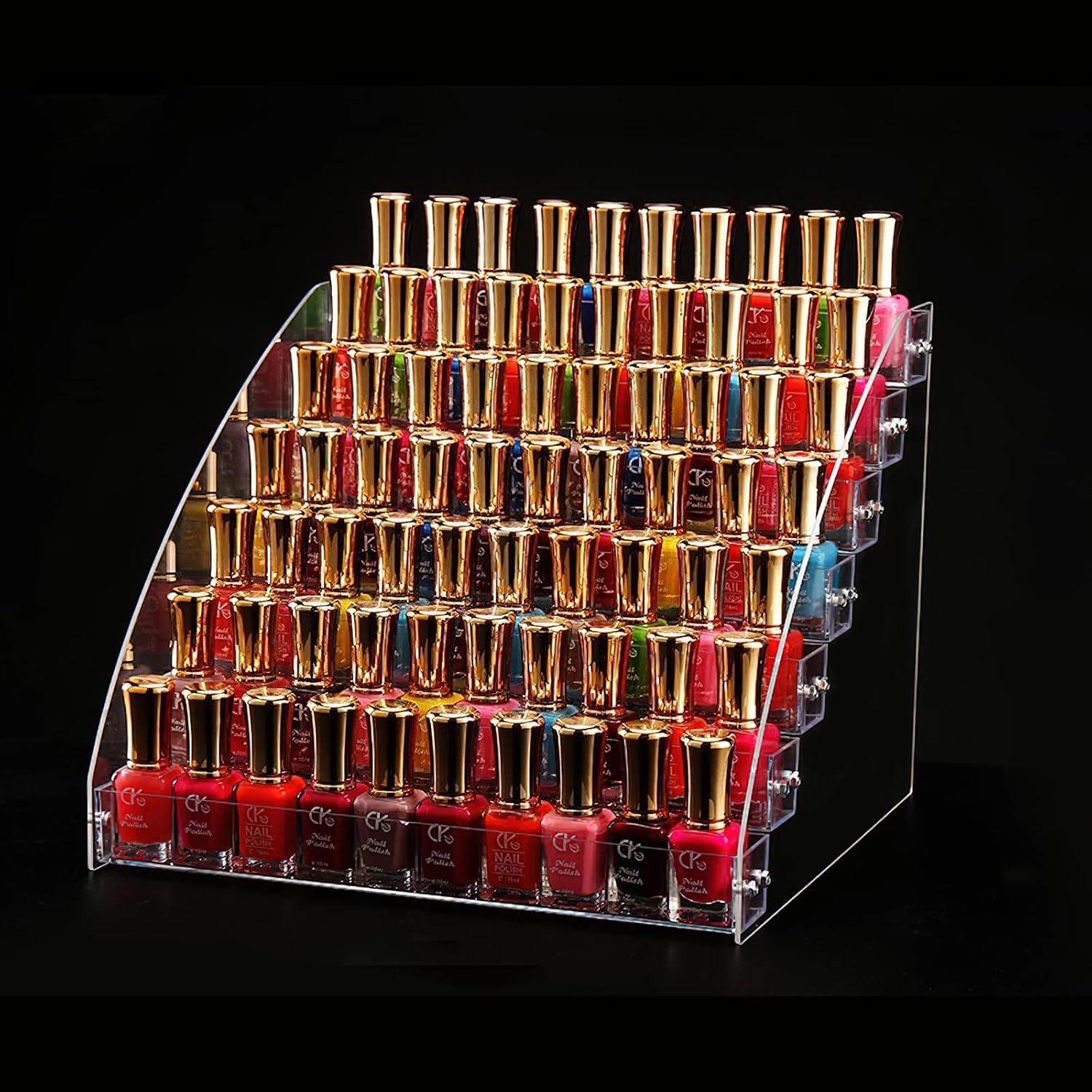 JZZANG 7 Tiers Acrylic Nail Polish Organiser Storage Rack, Clear Nail