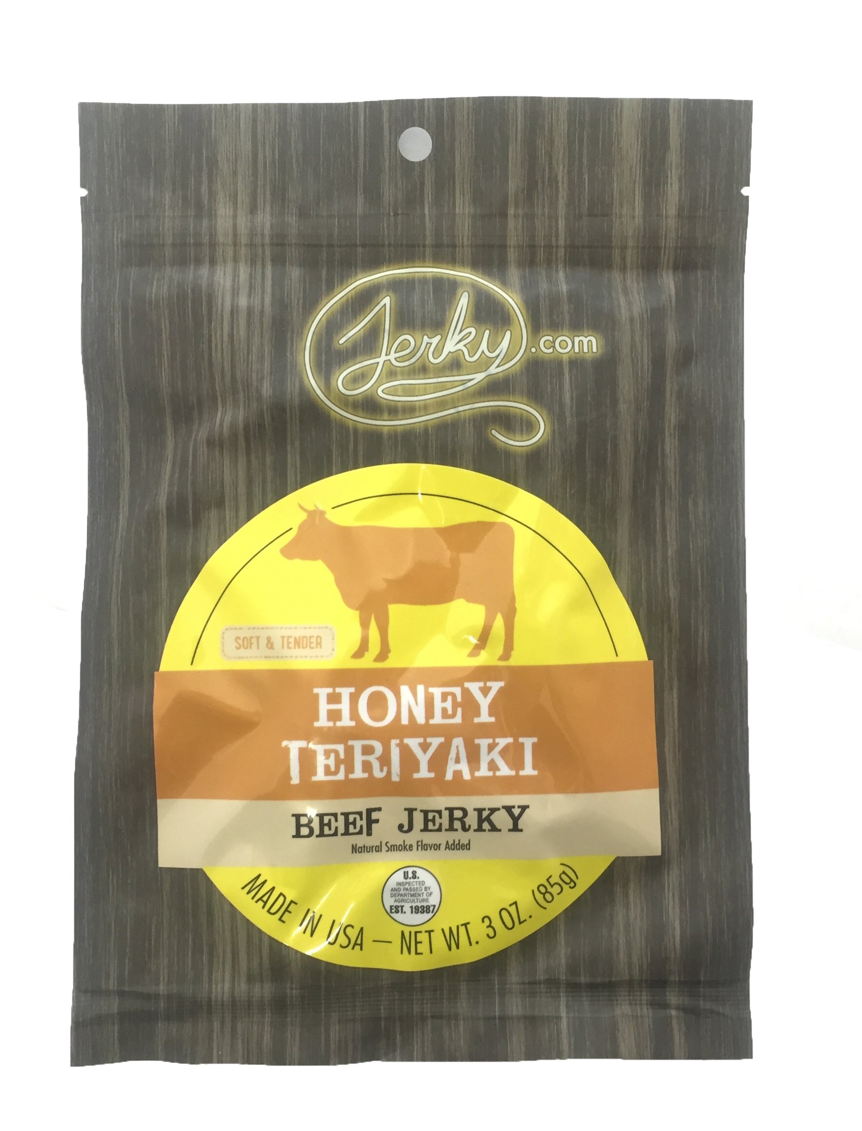 Jerky.com All Natural Honey Teriyaki Beef Jerky - No Added Preservatives, No MSG or Nitrates - Sweet, Savory Teriyaki Blend, 100% Lean Beef (2.5 Ounce, Pack of 1)