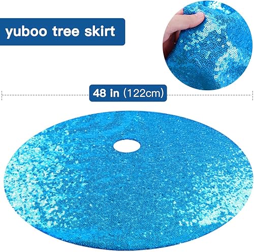 Miniatura 6 de Falda de lentejuelas para árbol de Navidad, 48pulgadas, doble capa, para bodas y fiestas