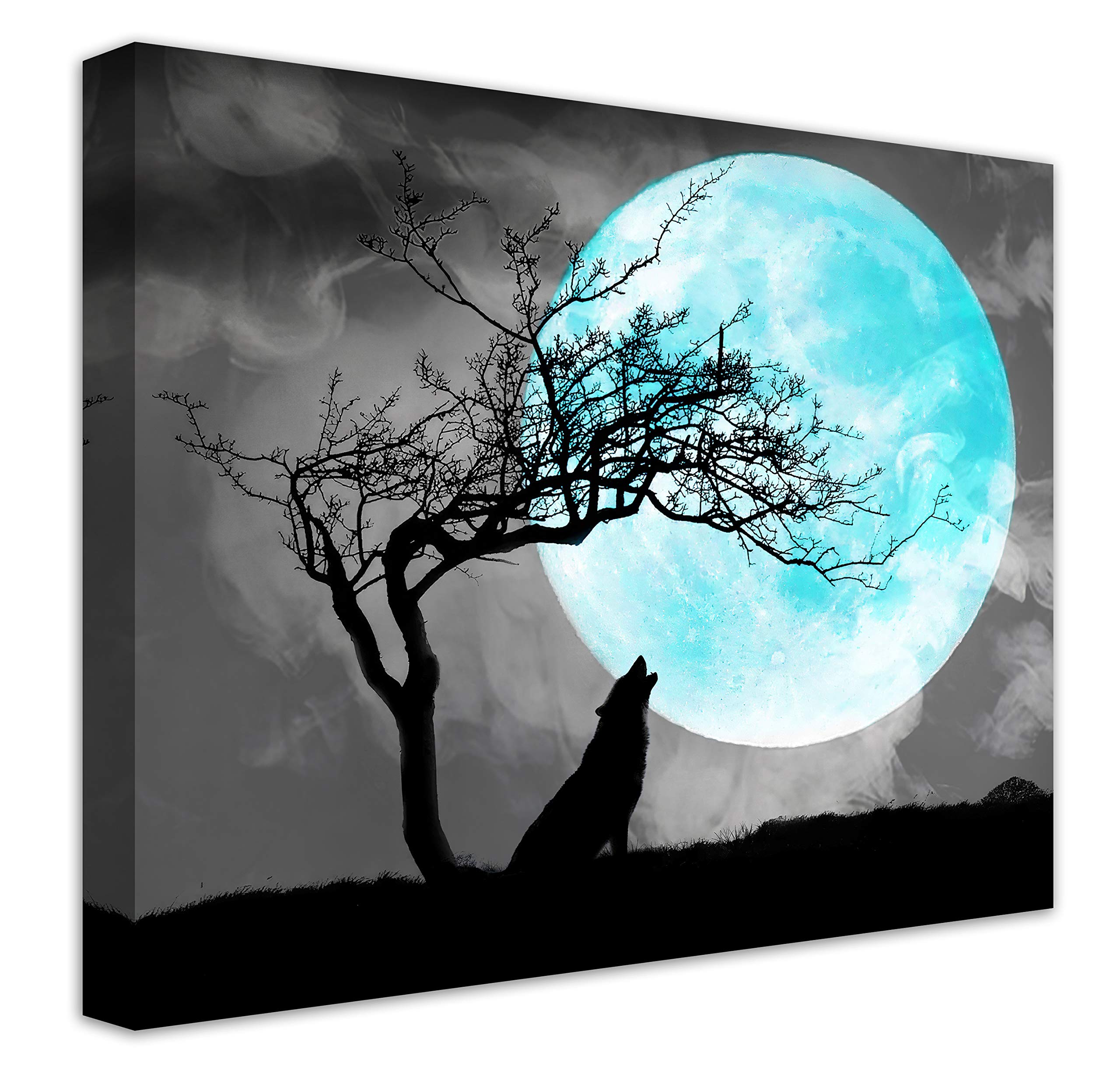 Blue Wolf With Blue Moon Poster, Foto European Wolf, Canis Lupus,