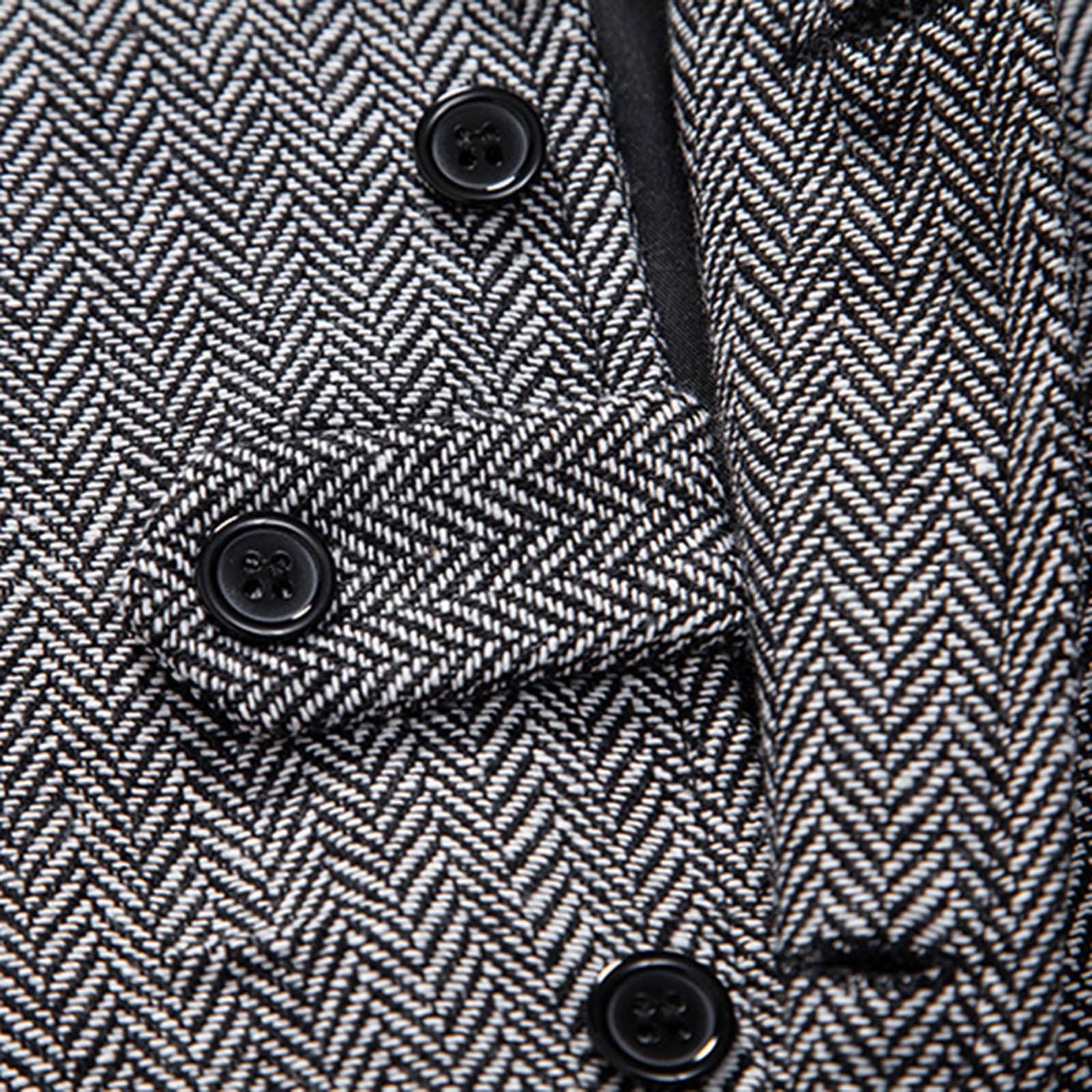 Gilet da uomo in tweed a spina di pesce, slim fit, con colletto con risvolto, chiusura a bottoni e sartoria classica, elegante gilet formale da uomo e gilet da sposa da uomo