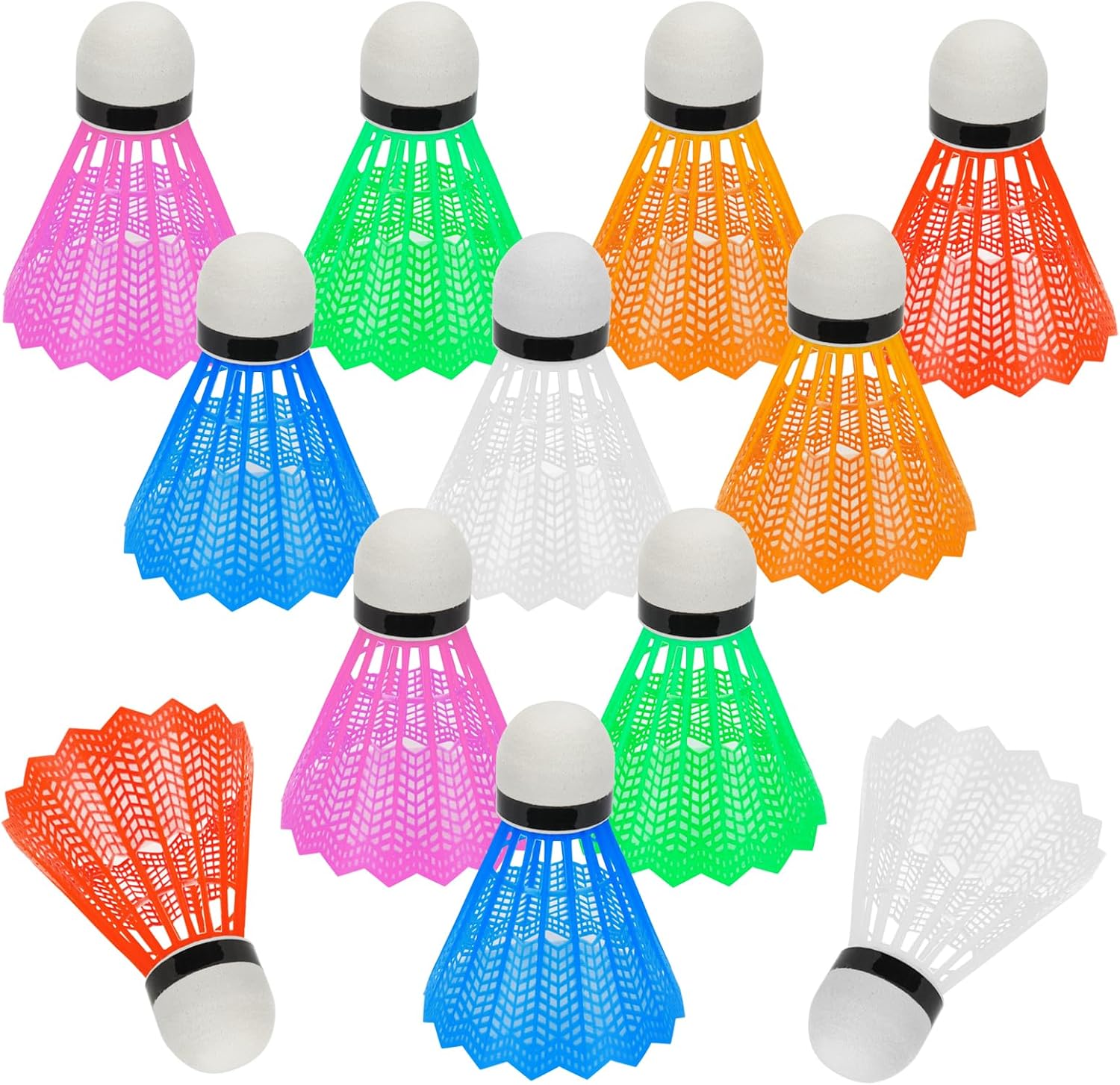 Hysagtek Pack of 12 Shuttlecock Badminton Balls Plastic Shuttlecock Balls for Adults Men Women Badminton Balls for Sports Training Exercise Entertainment Games