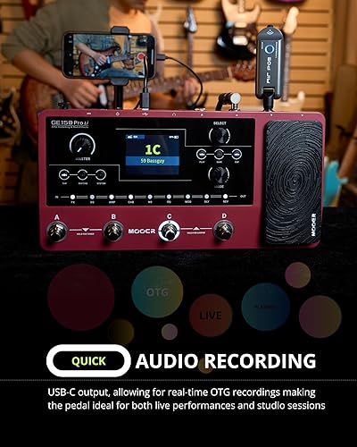Miniatura 6 de MOOER GE150 Pro Li - Pedal de modelado de amplificador de guitarra multiefectos, batería integrada con 200 preajustes, 151 efectos, modelos de 55
