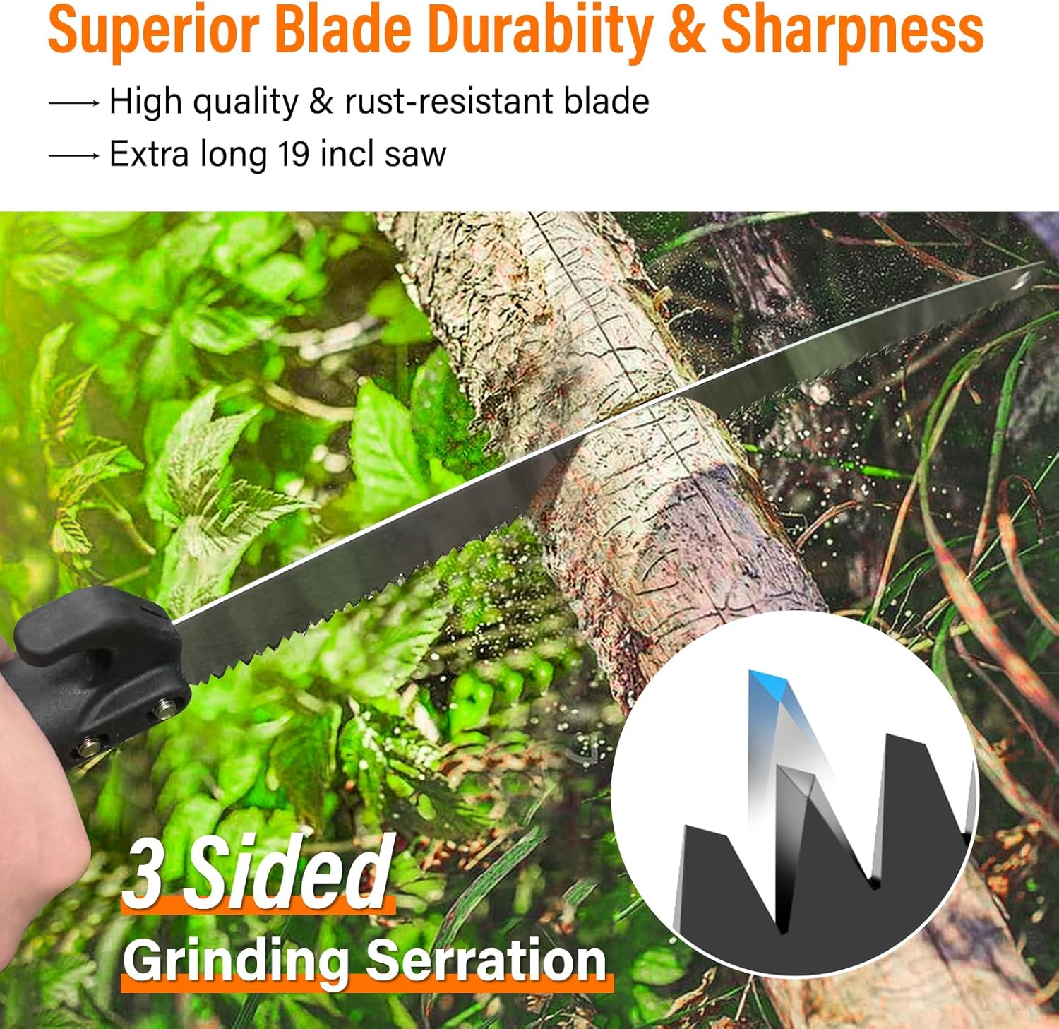 manual pole saws for tree trimming,reach 26 ft telescoping pole saws with long pole,tree saw with 19" 3x detachable saw,non-slip handle and gloves,tree trimmer for yard garden tree palm shrub