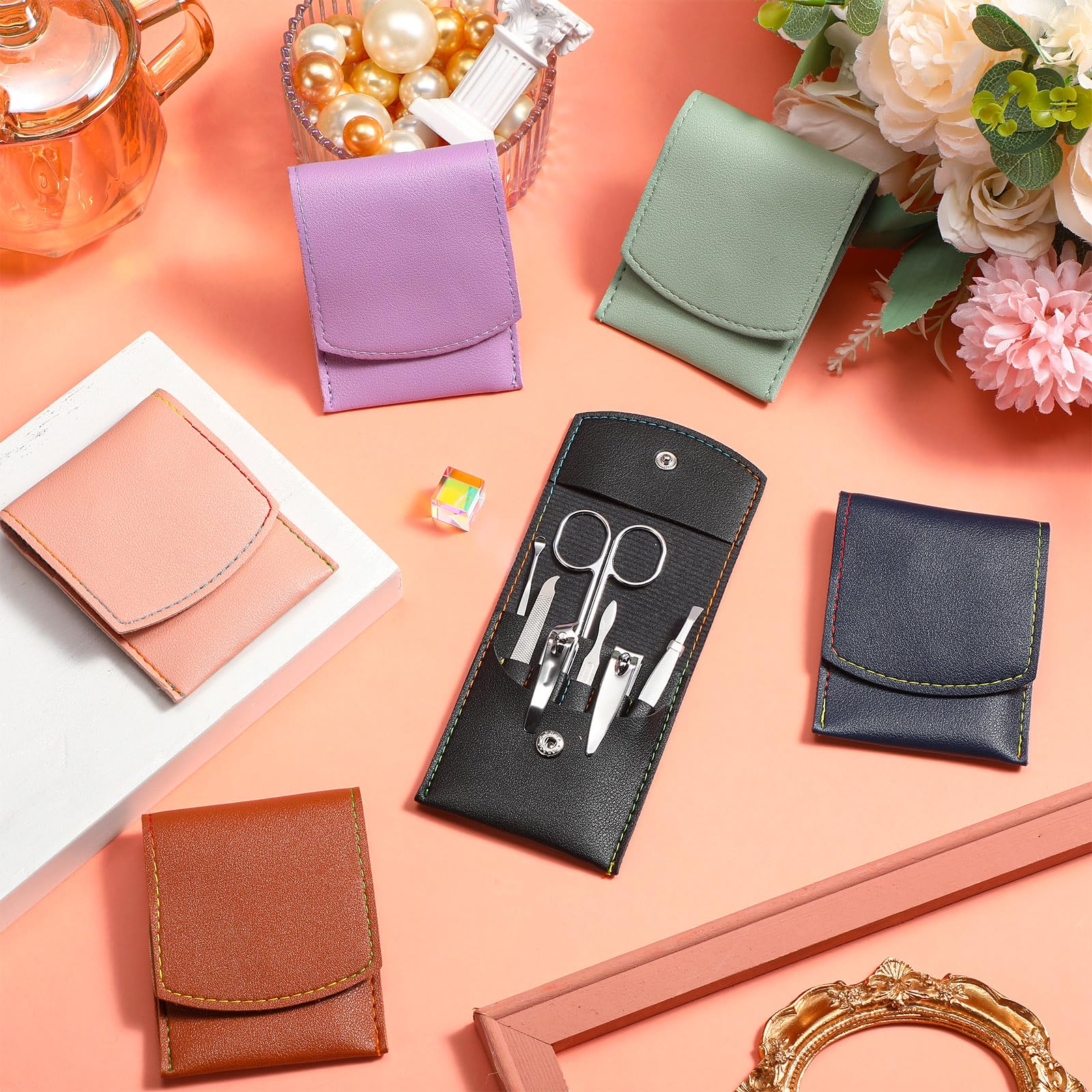 Juego de 60 juegos de manicura de viaje, kit de pedicura a granel, kit de pedicura 7 en 1, de acero inoxidable, kit de aseo profesional, herramientas de cuidado de uñas para mujeres y hombres
