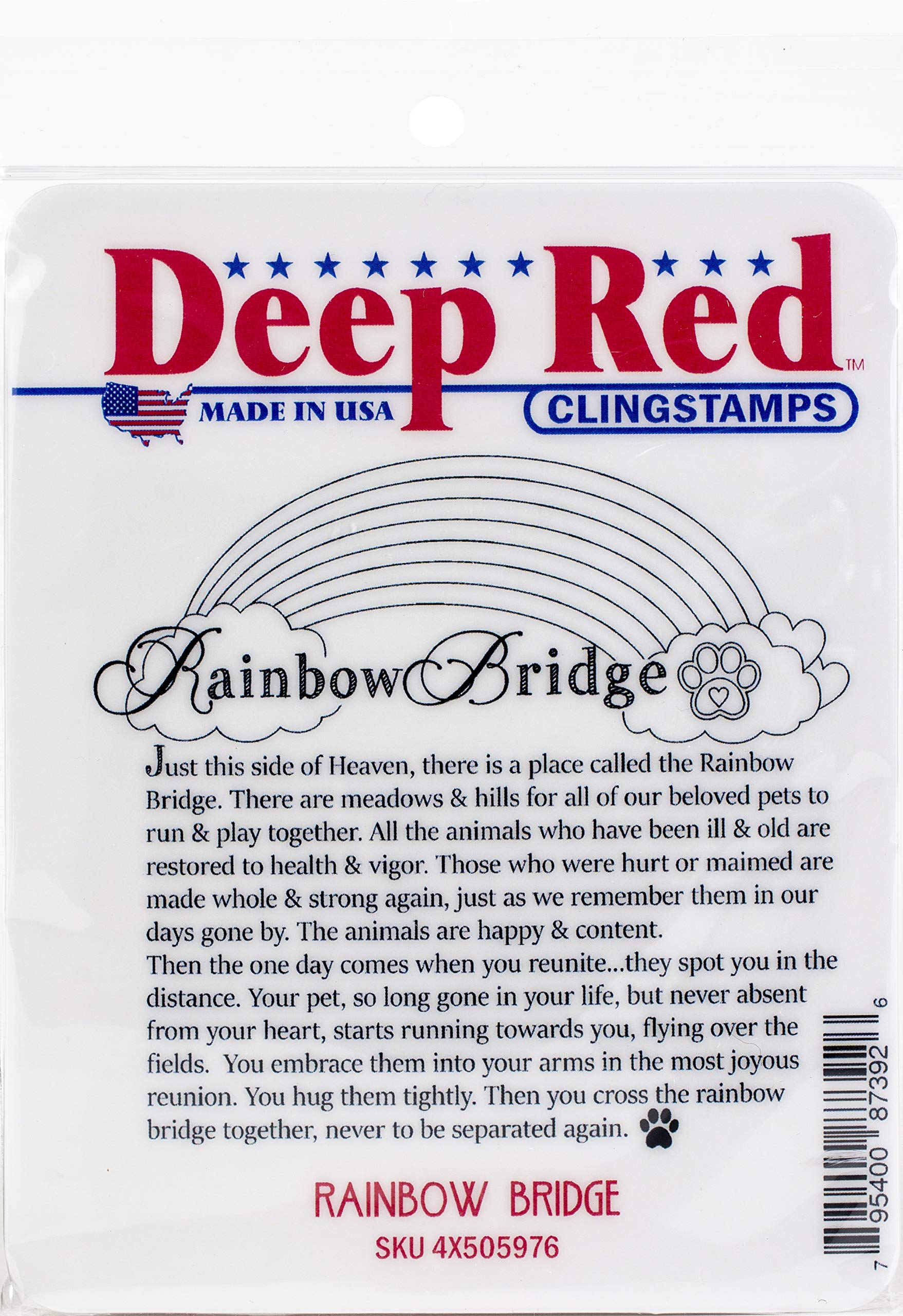 Tampon étirable rouge profond BR motif pont arc-en-ciel pour scrapbooking