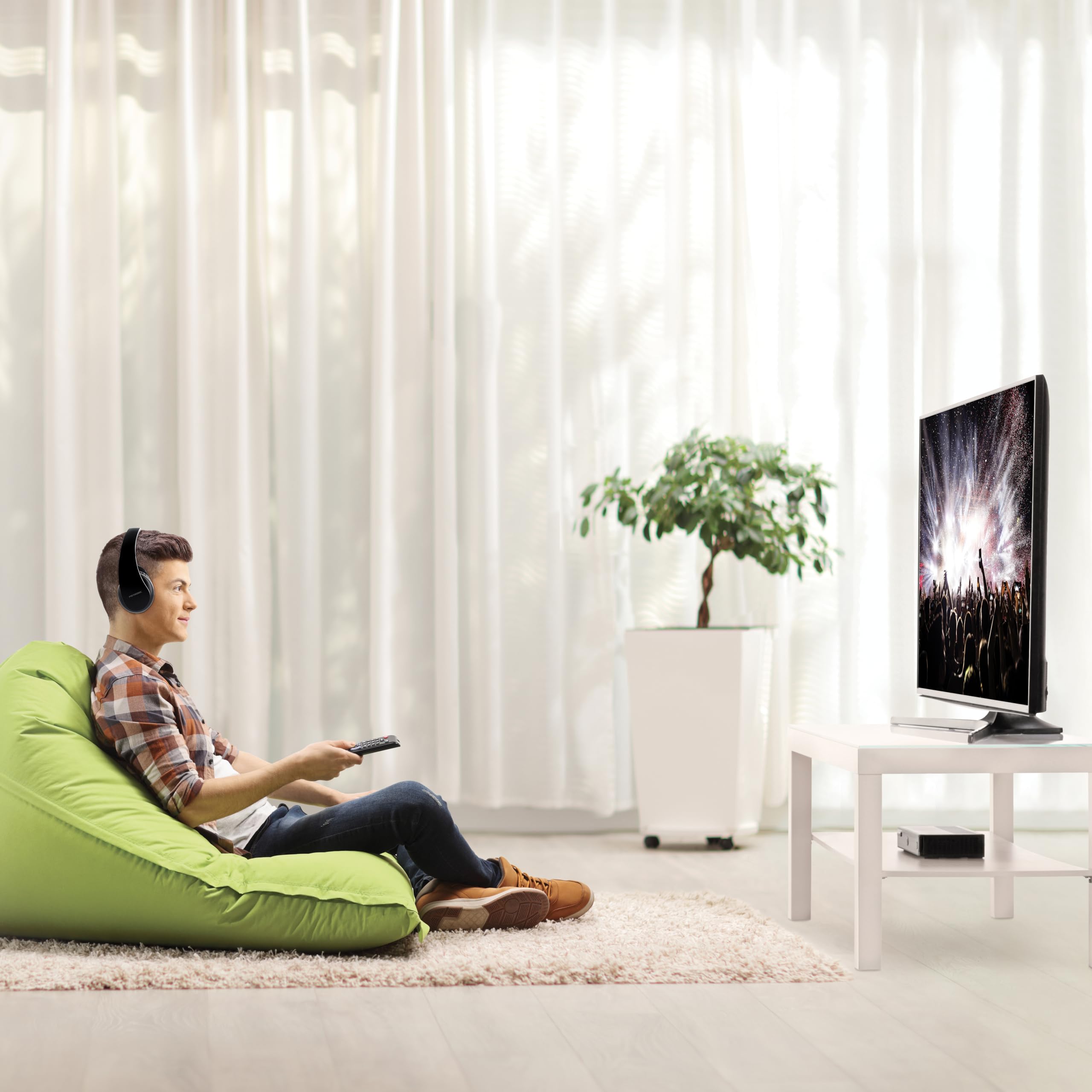 METRONIC Casque TV Stéréo sans Fil, Entrée Optique Numérique, Léger et Ergonomique, Réglage du Volume sur Casque - 480200