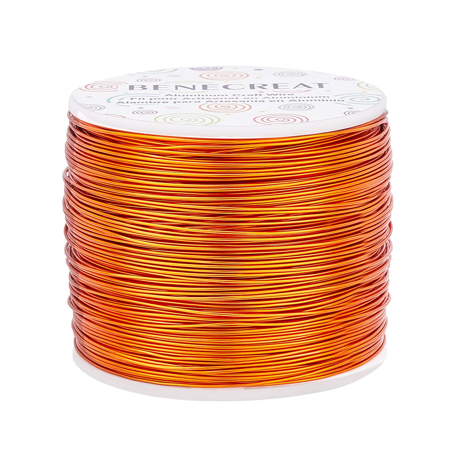 BENECREAT 20 Gauge (0.8mm) Aluminiumdraht 235m (770FT) Anlaufbeständiger Schmuckperlendraht Biegbarer Aluminium Basteldraht für Schmuckhandwerksperlenarbeiten, OrangeRed