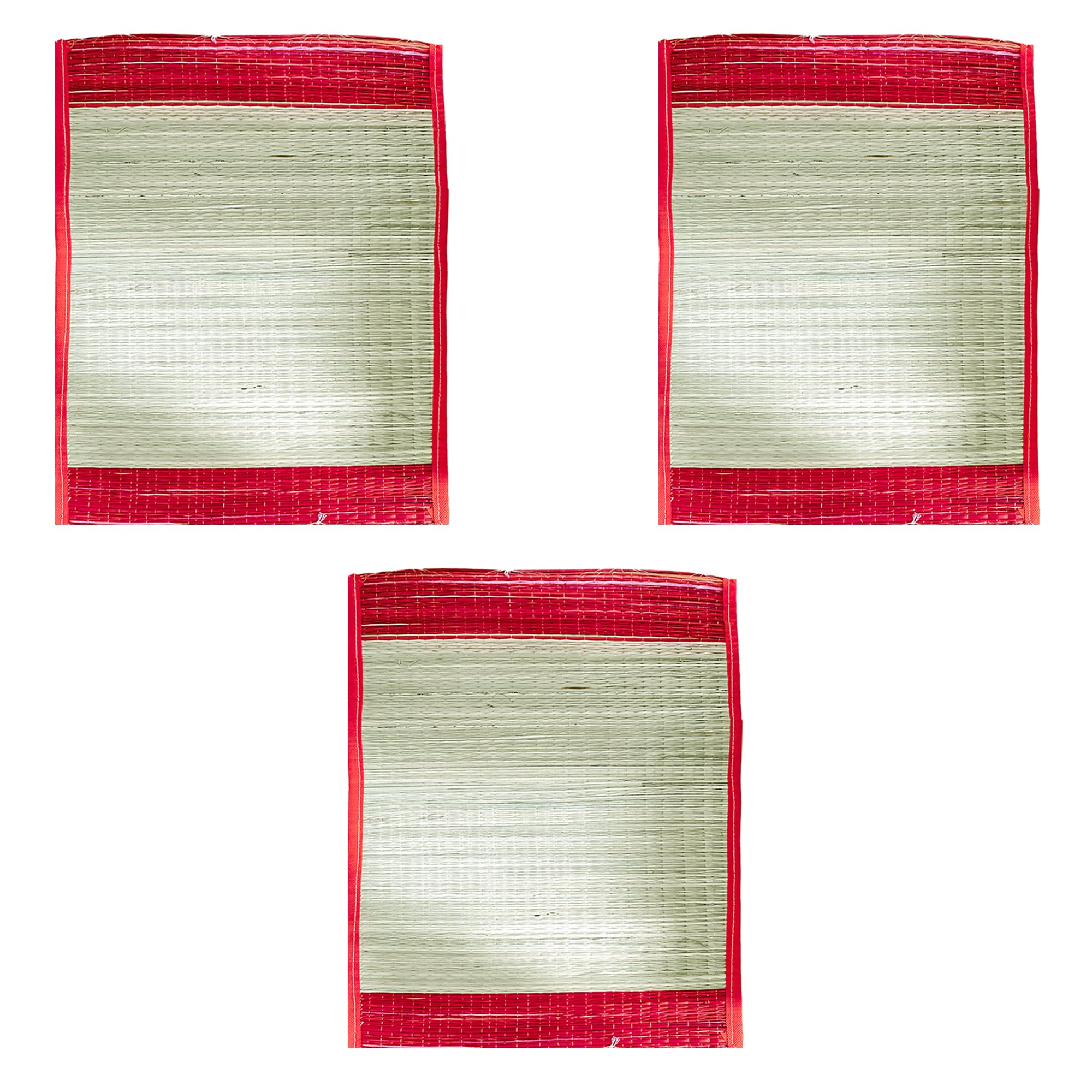 Adivasi Trove Handwoven Korai Grass Pooja Mat 21x16 Inch Pack of 2 | Natural Kusha Grass Aasan for Meditation, Prayer, Havan | Eco-Friendly Lightweight Durable Sitting Chatai – Red (3, Red)-image-10