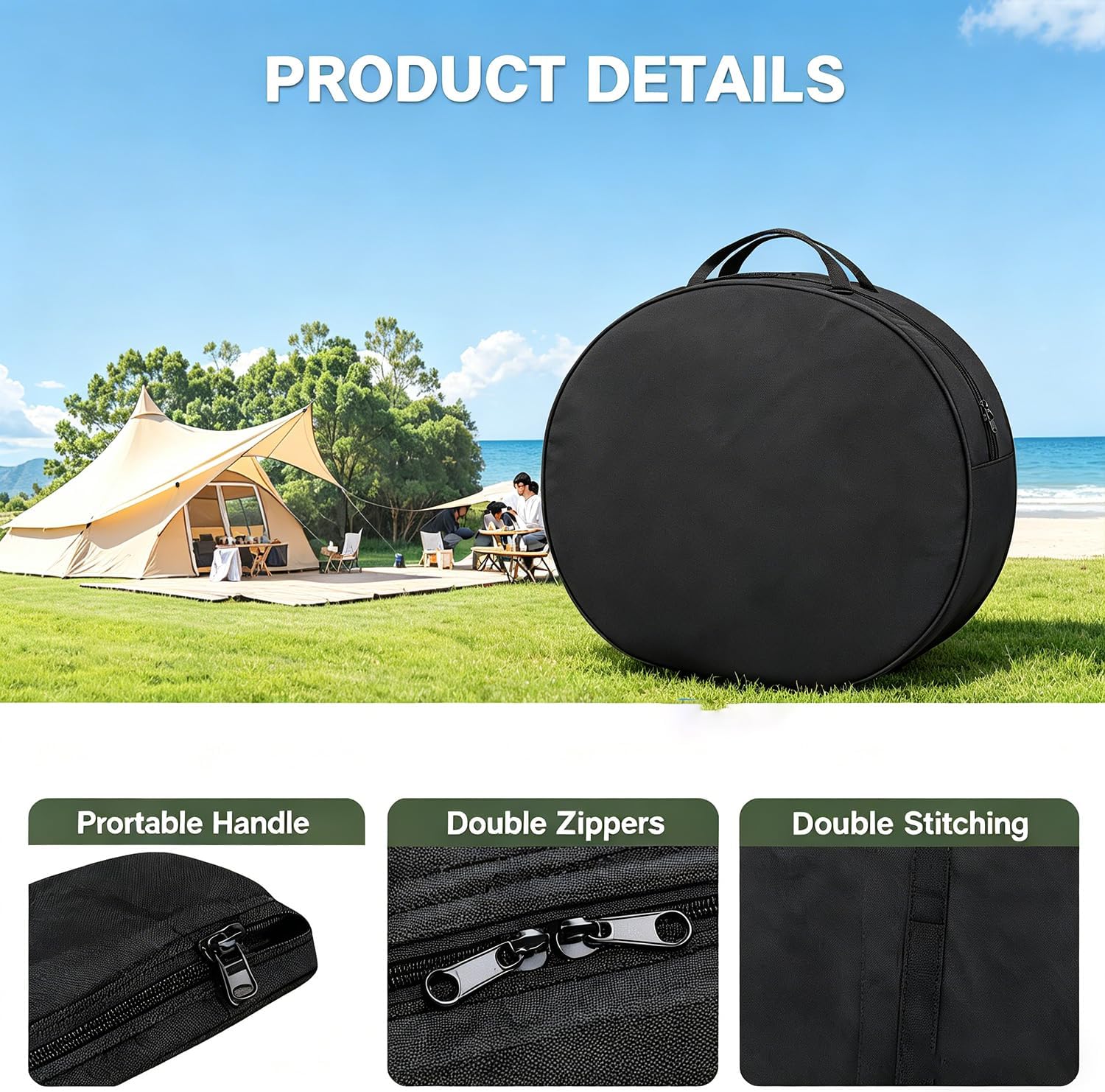 28" Round Cocktail Table Carry Bag, Heavy Duty 600D Oxford