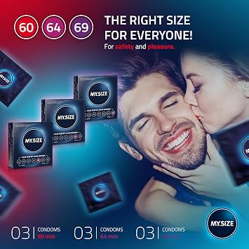 MY.SIZE Condom Set Size 5, 6, 7-60, 64, 69 mm, 3x3 Pieces - Perfect fit and a Suitable Size for Every man