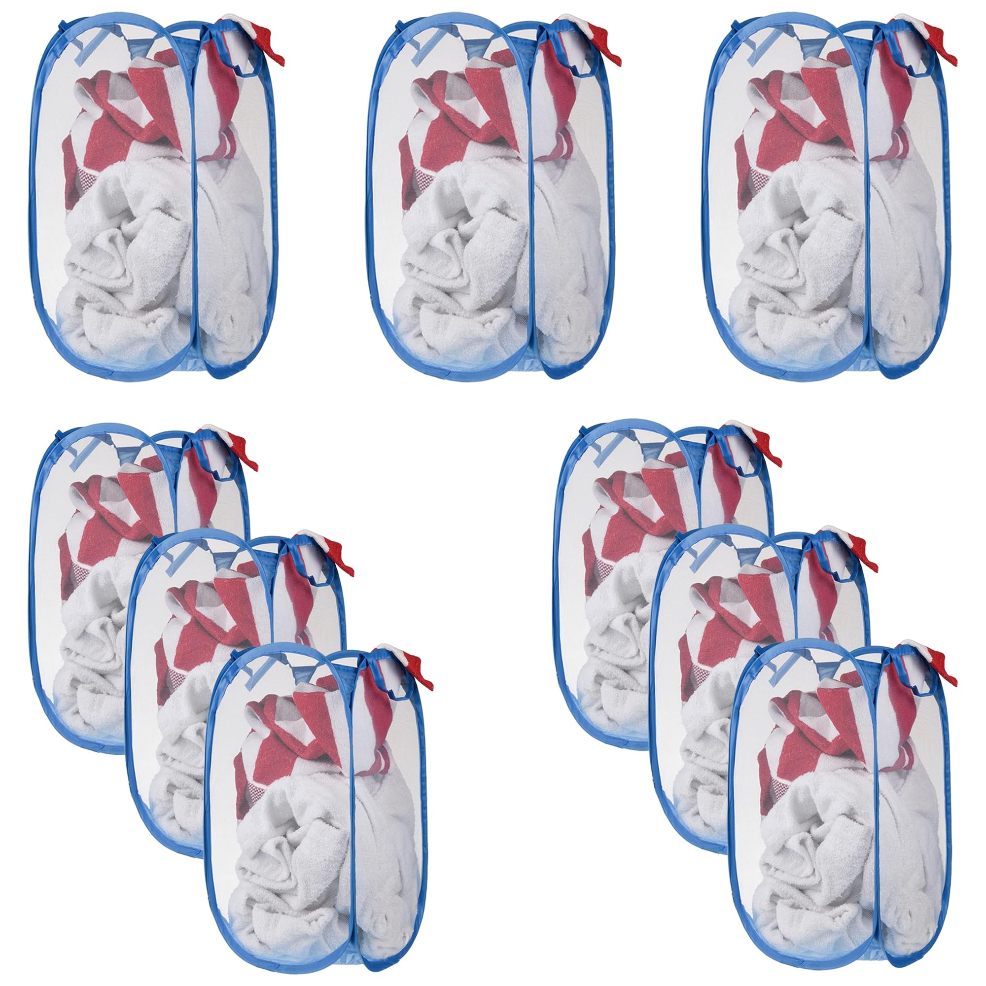 Kuber Industries Pack of 9 Unwashed Clothes Storage Basket | Foldable Laundry Basket for Clothes | Mesh Laundry Bag | Collapsible & Portable | 20 LTR | Sky Blue (B0D7VF5GHM) Amazon Price History, Amazon Price Tracker