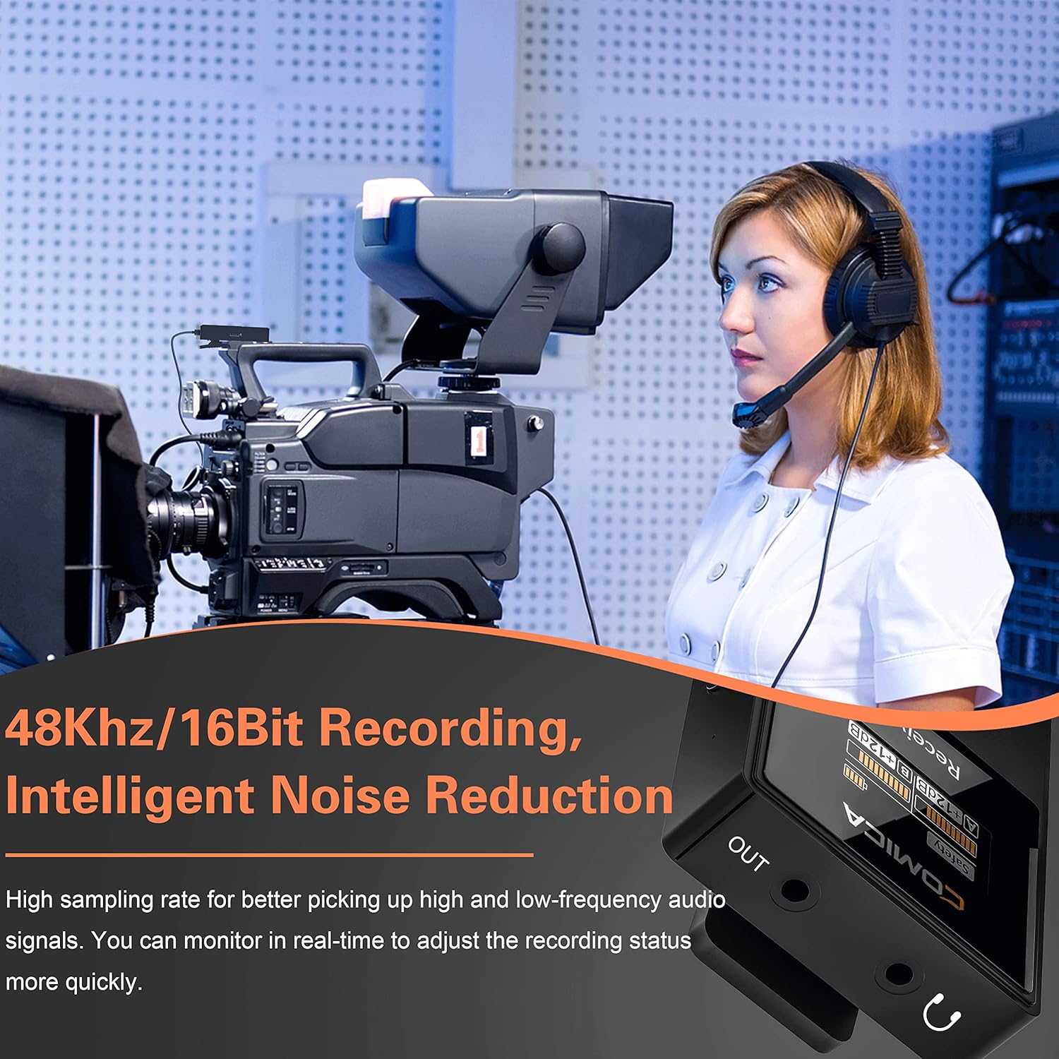 Various connection cables for COMICA BoomX-D2 PRO, including TRS-TRRS, TRS-TRS, and 3-in-1 USB-C cable.