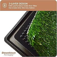 Vista 4 de Downtown Pet Supply Almohadilla de césped para perros con bandeja, 16 x 20 pulgadas, sistema de orinal para exteriores e interiores para perros