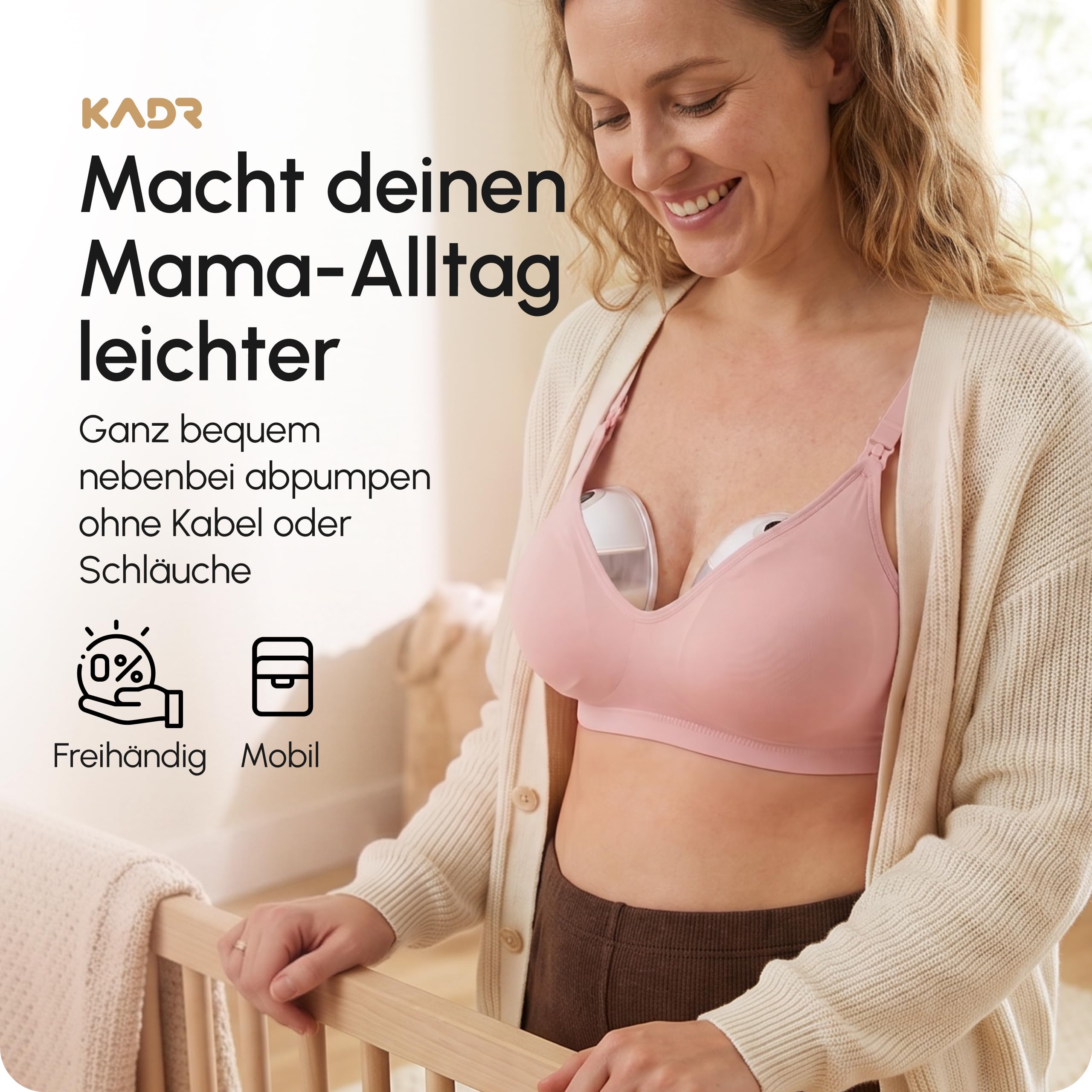 KADR Milchpumpe inkl. Milchbeutel elektrisch tragbar S39, Elektrische Milchpumpe freihändig 4 Modi 12 Stufen mit 17/19/21mm Flansch, mit Zubehör Weiss (2 Stück, Doppelpumpe) (1 Stück, Einzelpumpe)