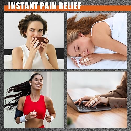 Miniatura 6 de Férula de dedo de gatillo para artritis, lesiones, dedos rotos para enderezar índice, medio, anillo, alivio del dolor de dedo, beige, 2 unidades