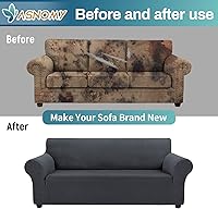 Vista 138 de Asnomy Couch Covers for 3 Cushion Couch Stretch Sofa Covers Slipcovers, Pet Protector Furniture Covers for Dogs Cats Spandex Jacquard Fabric Small