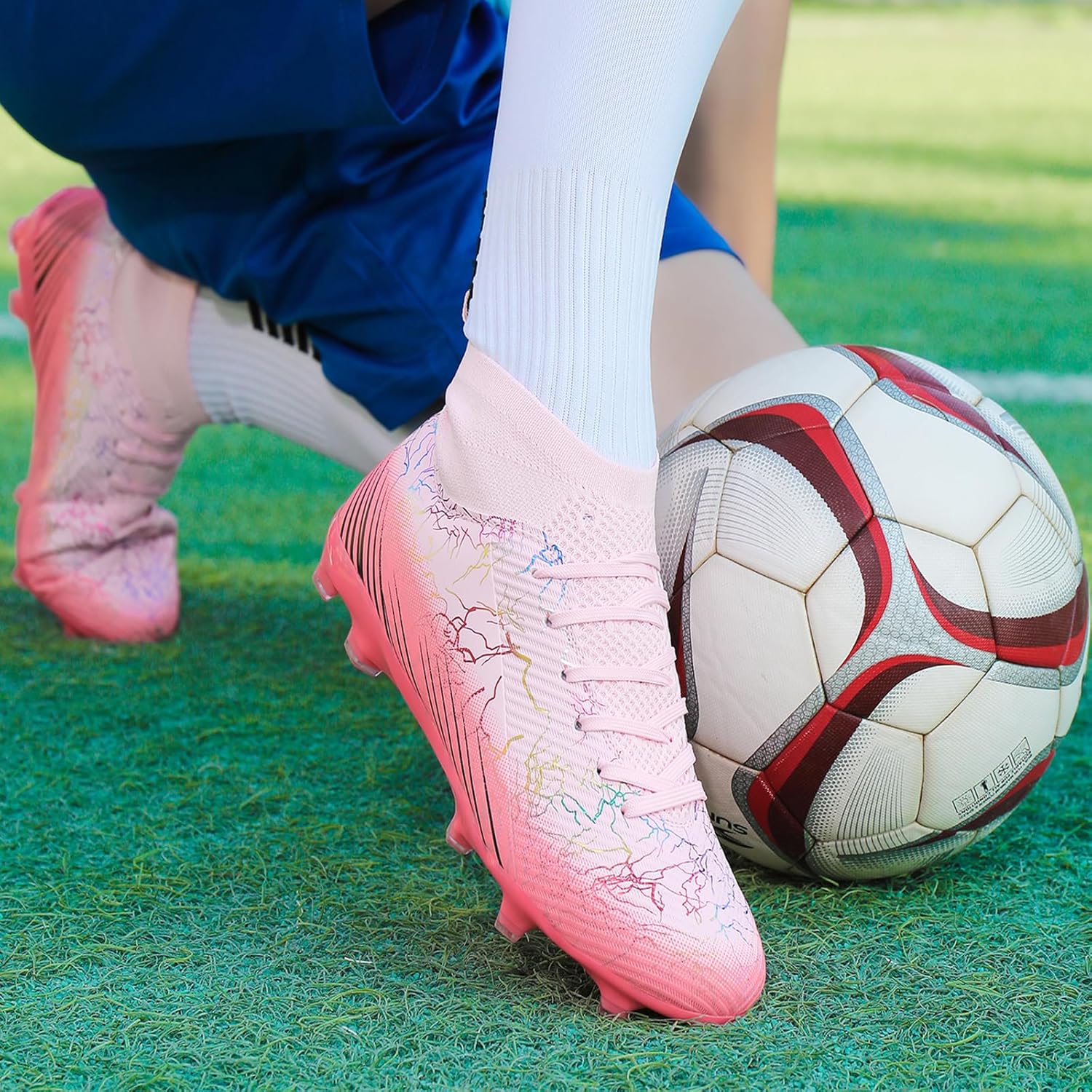 Soccer Cleats for Mens Womens Indoor Soccer Shoes Unisex Baseball Turf Shoes Youth Rugby Shoes Adult AG FG TF Football Boots Wide Training Sneaker