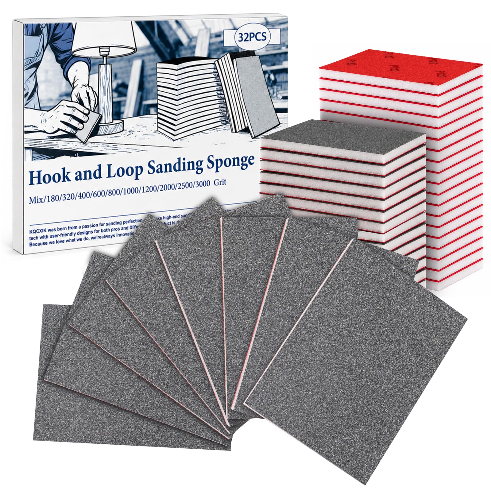 32 PCS 320 Grit Sanding Sponge, Soft and Flexible Sandpaper Block