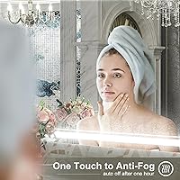 Vista 4 de OKPAL Espejo de baño LED de 40 x 32 pulgadas, espejo de baño con luz antiniebla, espejo de tocador iluminado regulable, espejo de tocador LED