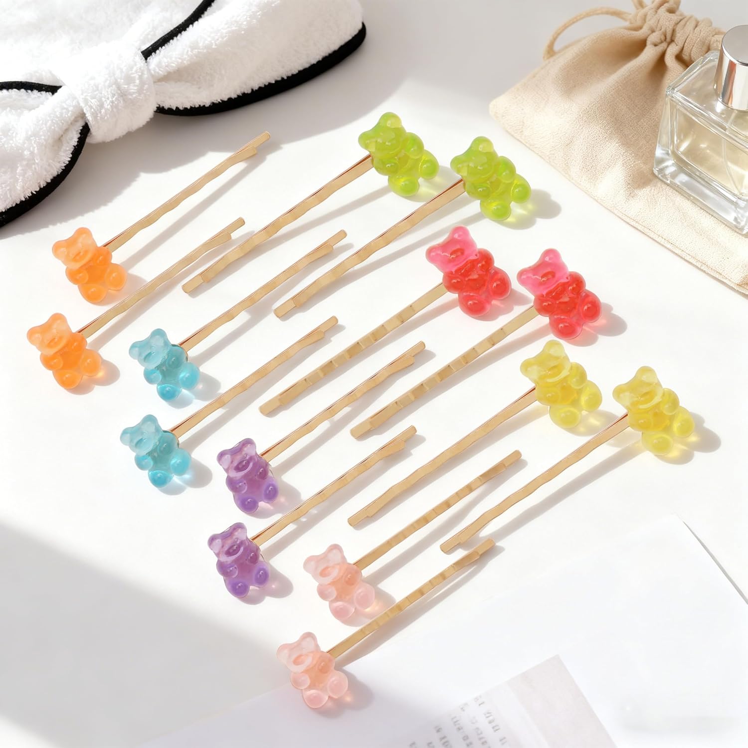 14PCS Candy Bear Hair Clips, Colorful Resin Bear Barrettes, Cute Hairpins Accessories for Women and Girls Birthday Valentines Christmas, 7 Colors - Image 7