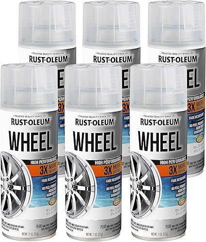 Miniatura 16 de Rust-Oleum 368076-6PK Pintura en aerosol para ruedas de alto rendimiento, 11 onzas, negro brillante, paquete de 6 Brillo negro