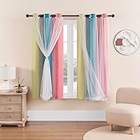 Vista 93 de XiDi Cortinas rosas y grises para dormitorio de niñas, calcomanías de pared de unicornio, cortina verde, cortinas de oscurecimiento de habitación