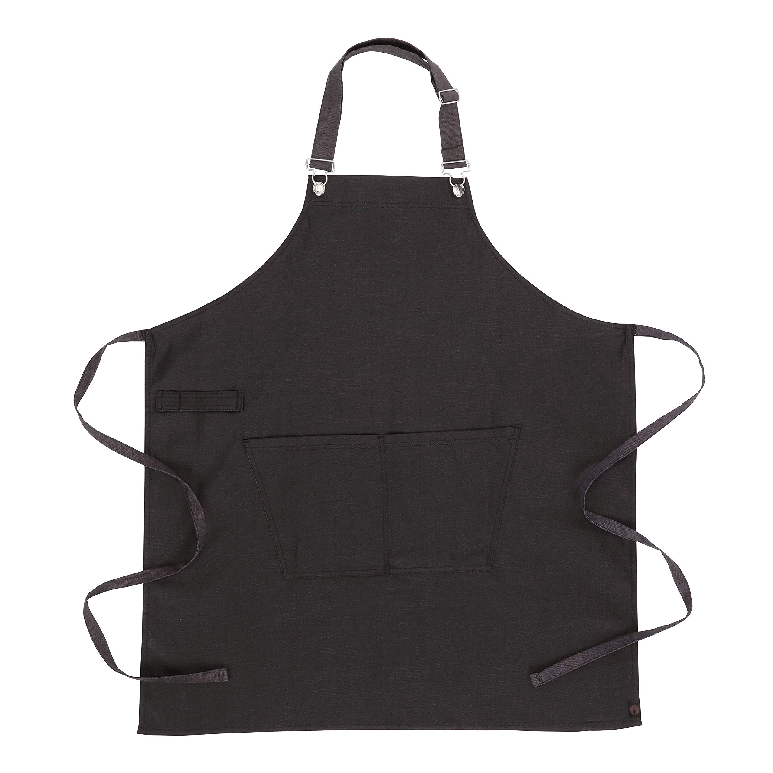 Chef Works Boulder Bib Apron Delantal con Peto, Negro Púrpura, Talla única Unisex Adulto