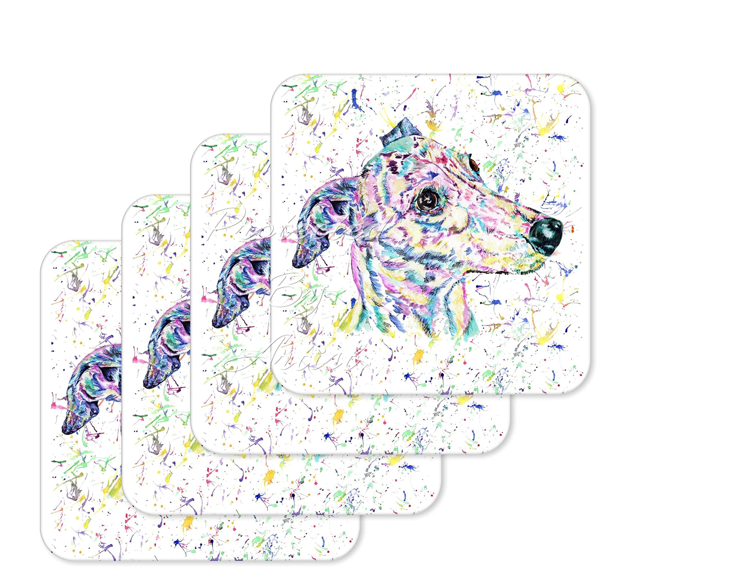 Coaster Greyhound Racing Dog Pet Animals Coasters Watercolour Art Gift Work