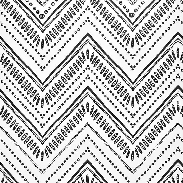 Vandod Self Adhesive Wallpaper Geometric Pattern Circle Oval Stripes Black and White Waterproof Peel and Stick Vinyl Decorative for Christmas 44.5x300cm