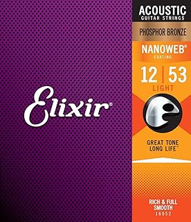 Suitable for Elixir Strings, Phosphor Bronze, Acoustic Guitar Strings, Light (0.012 - 0.053)