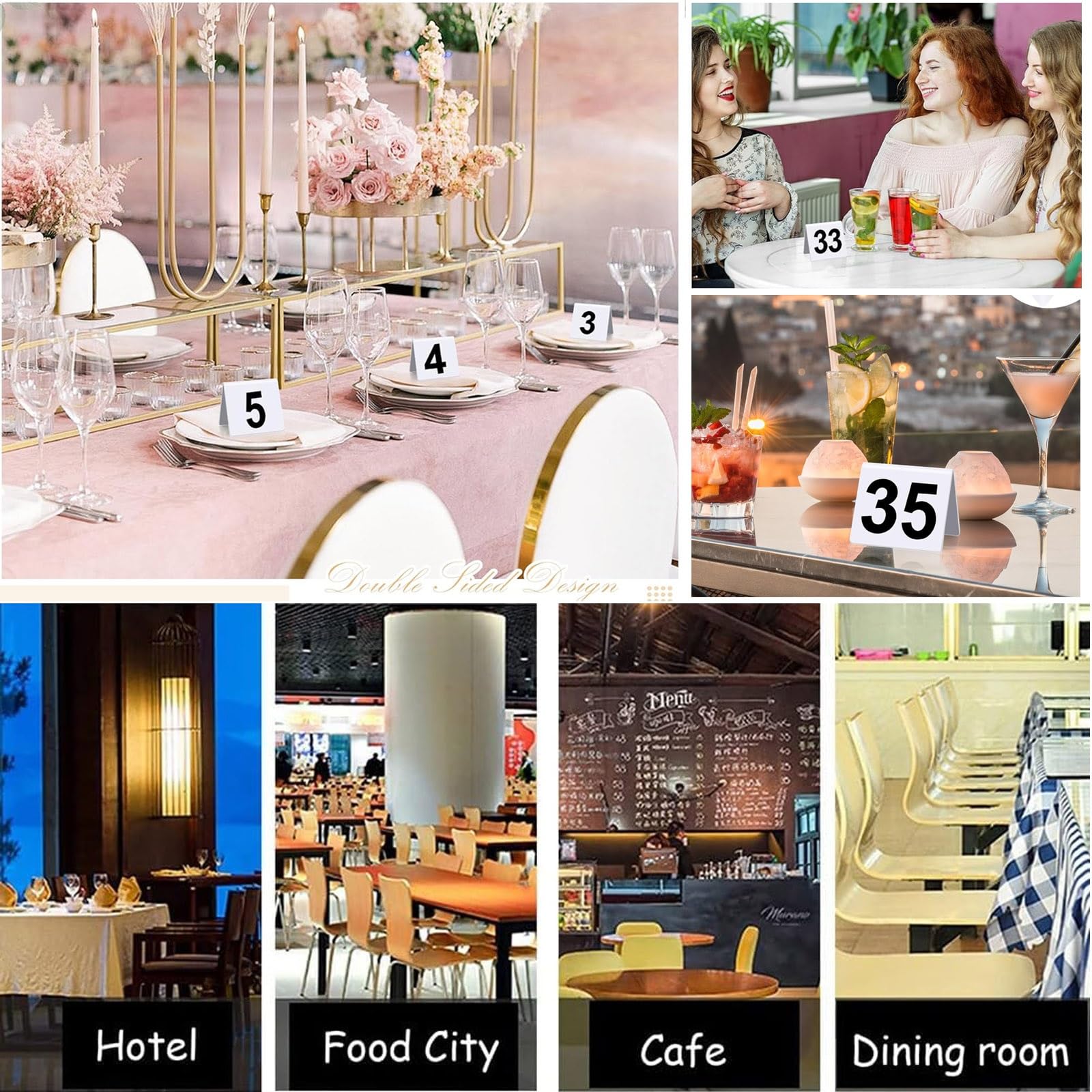 Table Numbers Edelstahl Tischnummern - Halter Von 1 Bis 25/50 / 100 Sitzplan Hochzeit Langlebig - Tischkarten Doppelseitige Tischmarkierungen Für Hochzeitsfeiern Bankette Empfänge(1 to 50)