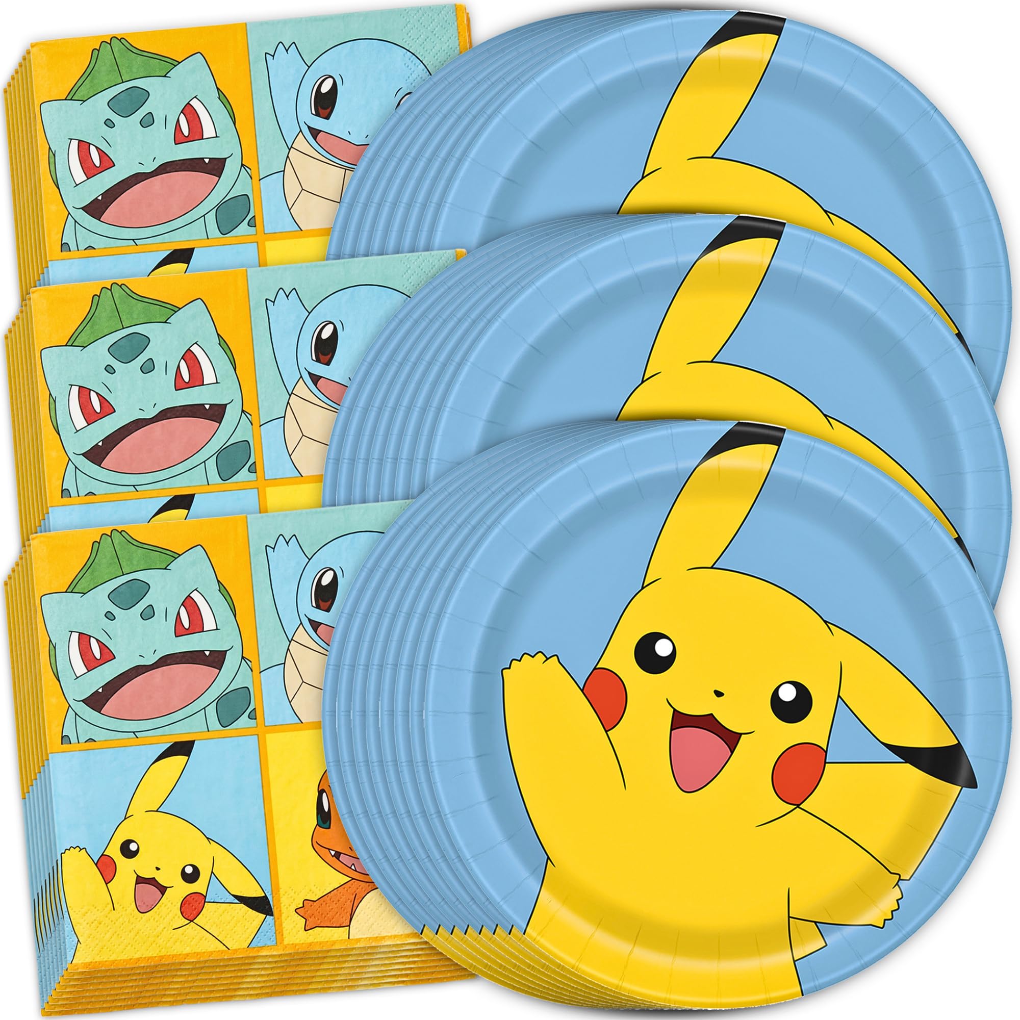 Pokemon Birthday Decorations Party Supplies, Plates and Napkins 32-Pack