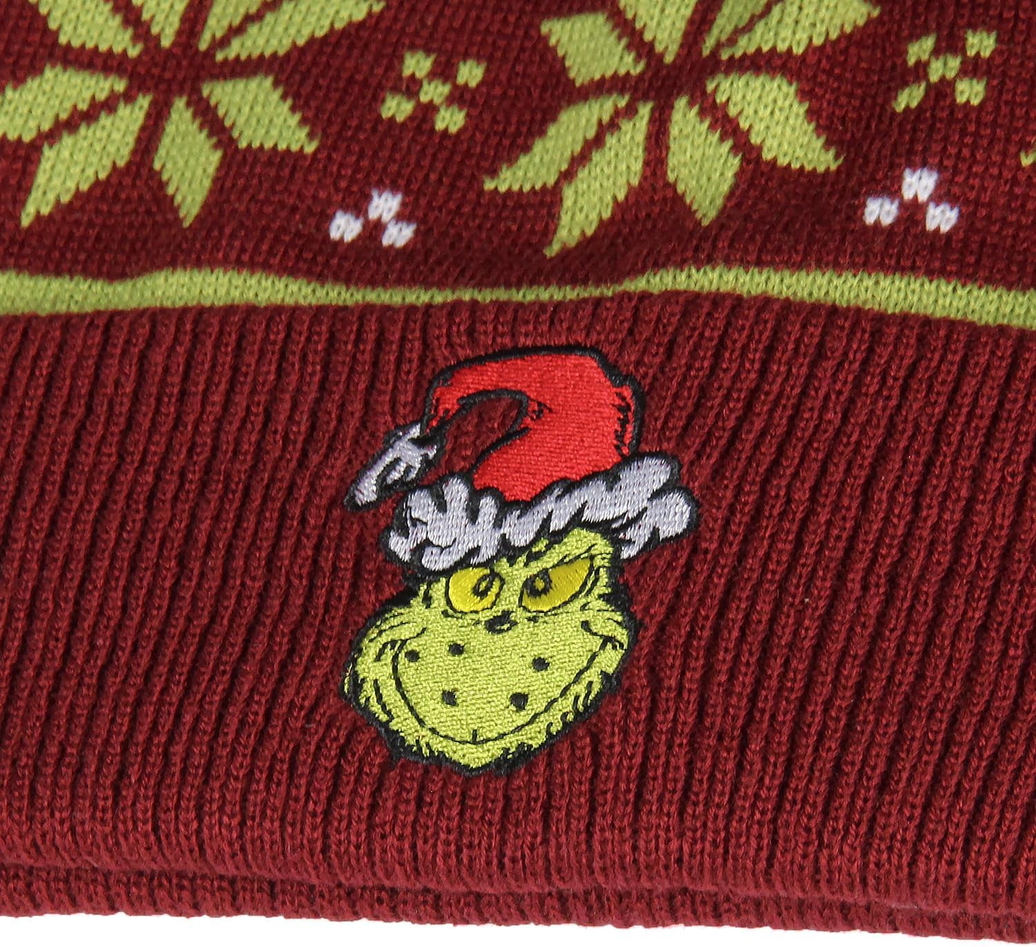 Dr. Seuss The Grinch Ugly Sweater Embroidered Grinch Adult Knit Cuff Beanie for Men and Women Multicolored - Image 5