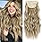 KooKaStyle Clip in Synthetic Hair Extensions Long Wavy 4PCS Thick Hairpieces Light Brown mix Golden Blonde Fiber Double Weft Natural Hair Extensions 20 Inch for Women
