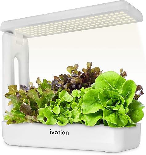 Ivation Herb Kit de jardín interior Sistema de cultivo hidropónico completo para hierbas, plantas y verduras con luz LED, caja de siembra y cubos