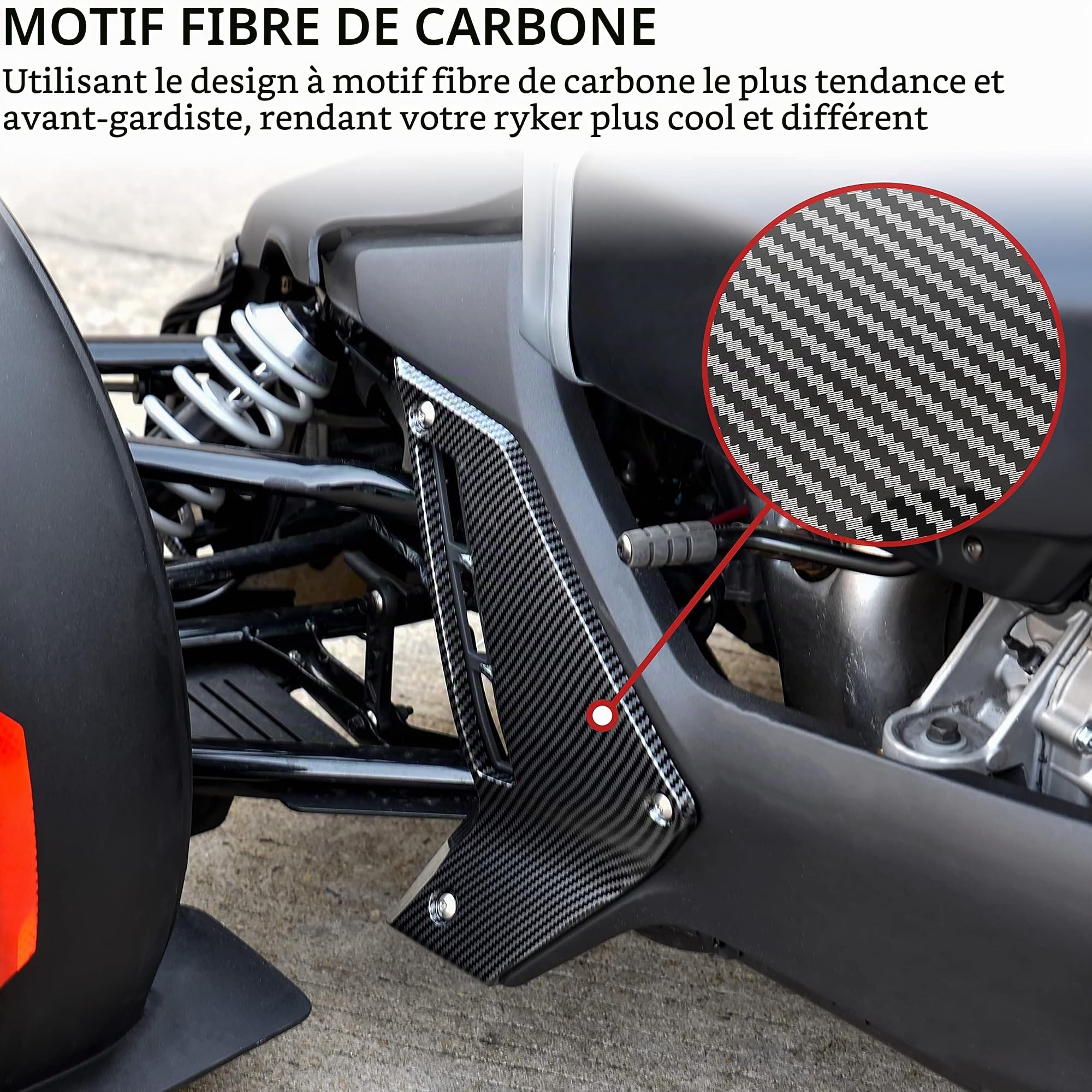 SAUTVS Lot de 2 panneaux de carénage inférieurs en fibre de carbone pour Can Am Ryker 600 900 Sport Rally