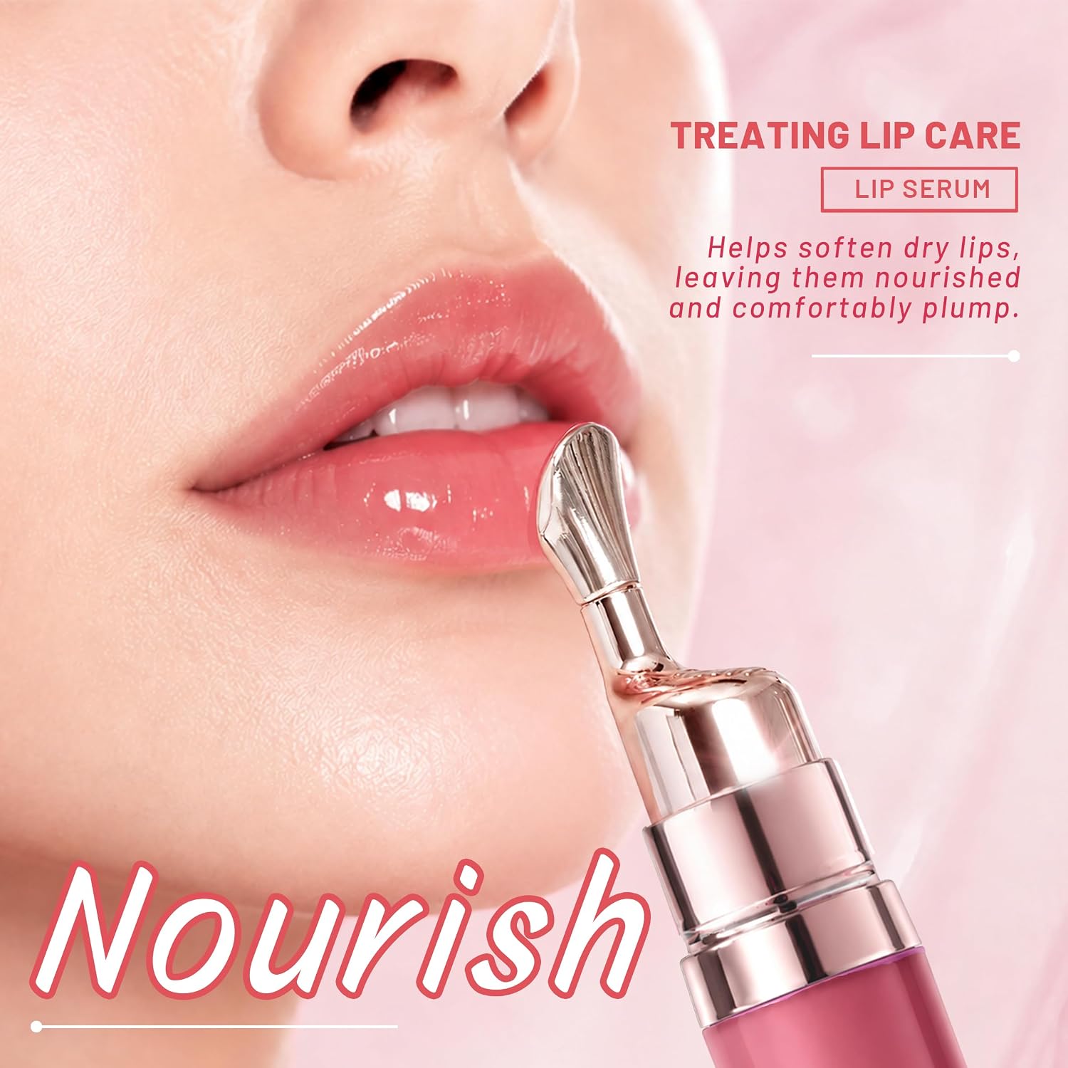 Lip Serum, Hydrating & Plumping Lip Gloss, Moisturizing Lip Care Tint Non-Sticky Lip Oil, Lip Balm with Hyaluronic Acid for Dry & Cracked Lips, Smooth Healthy-Looking Lips 6#Soft Macha image 5
