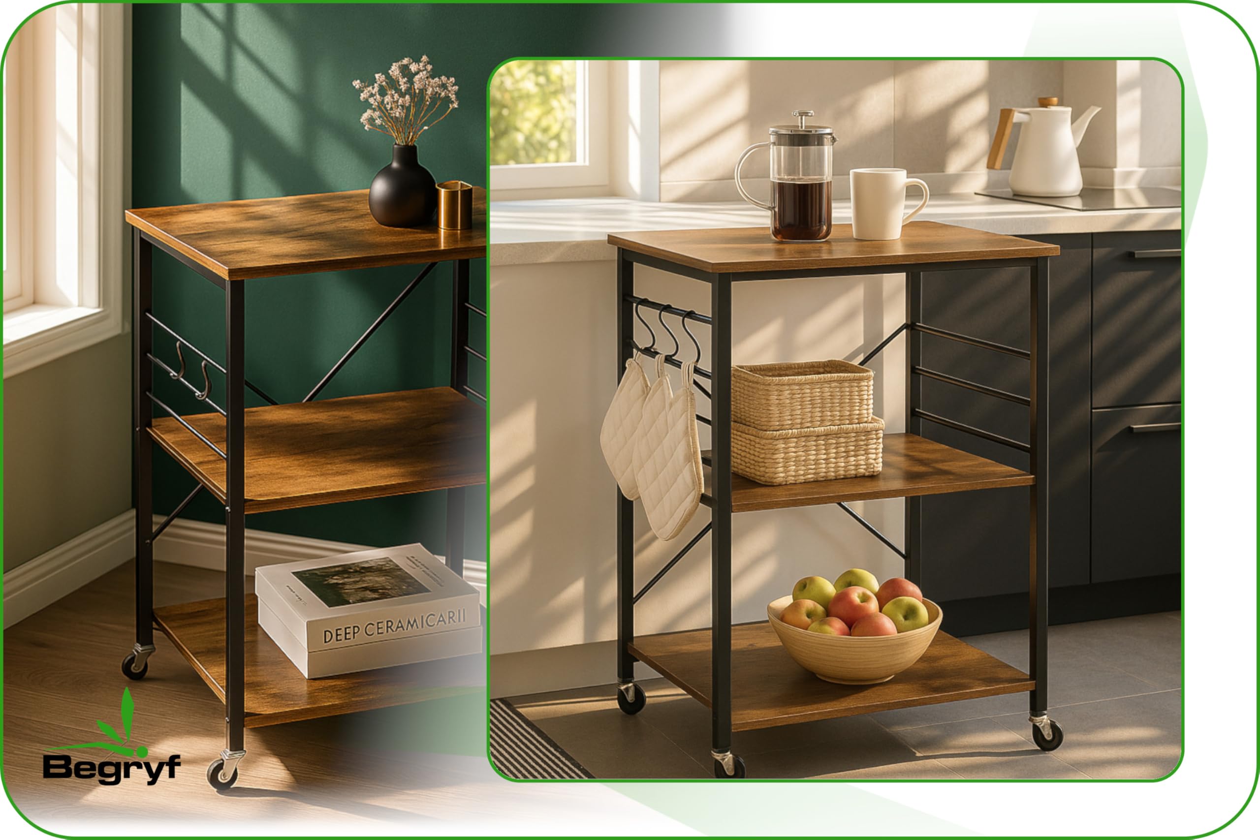 Küchenregal, Küchenkommode für das Esszimmer, dunkelbrauner Küchenschrank, Küchenwagen, Holzregal stehend für die Küche, Sideboard, Raumteiler Regal, Standregal, Dunkelbraun