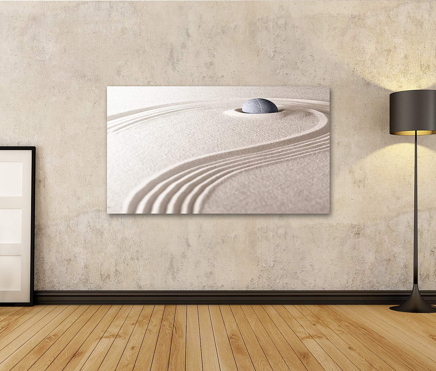 Leinwandbild 'Yin Yang Steine Im Sand' 100x57 Cm – Zen-Garten Motiv, Hochwertiger Druck Auf Echter Leinwand