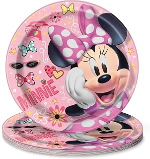 Unique Round Dinner Paper Plates - 21.9cm, Minnie Mouse, 8 Pcs