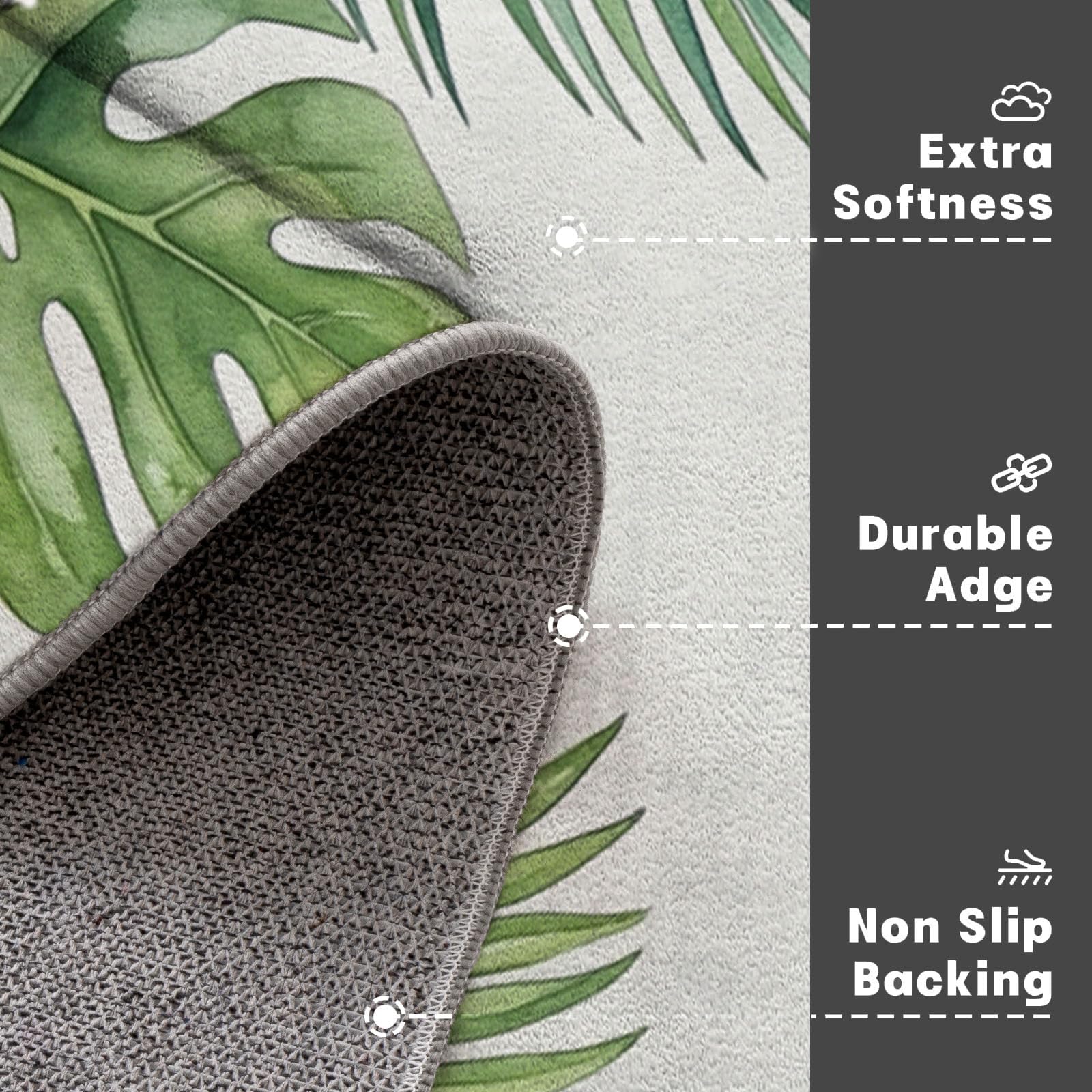 Zerbino Interni Foresta Tropicale 60X90Cm, Antiscivolo Lavabile, Tappeto Da Ingresso Uccello Ad Acquerello Naturale, Tappetino Pelo Basso Antipelo Per Porta D’Ingresso, Beige
