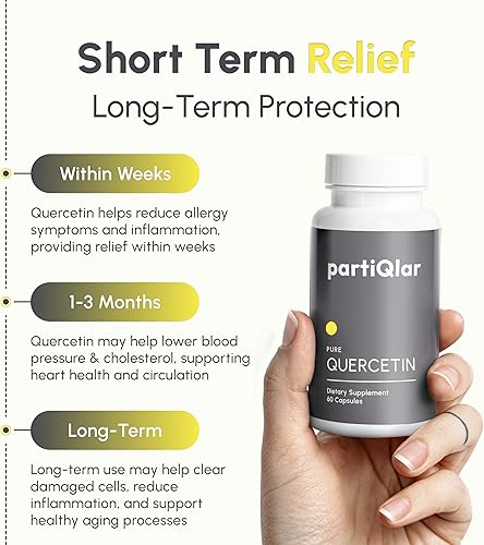 Miniatura 4 de Suplemento de quercetina - Alta Pureza - 500 mg por cápsula - 60 cápsulas - Probado por terceros - Apoya la salud y el bienestar general
